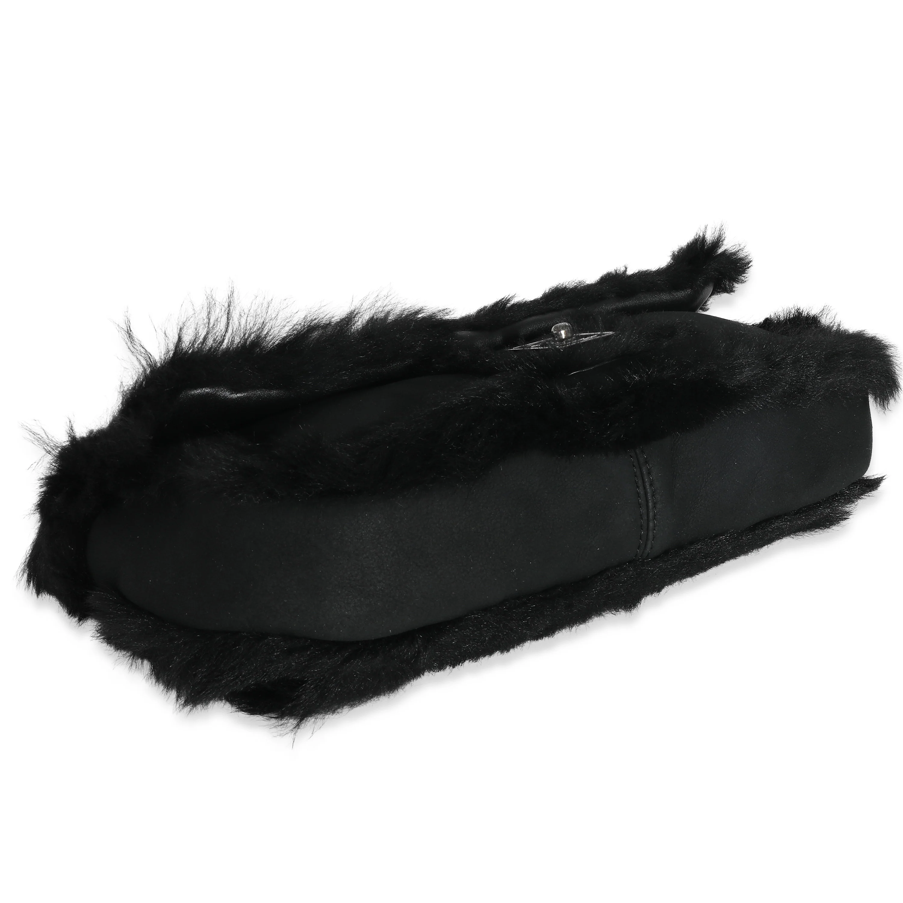 Black Horizontal Stitch Shearling CC Flap Bag - Image 4