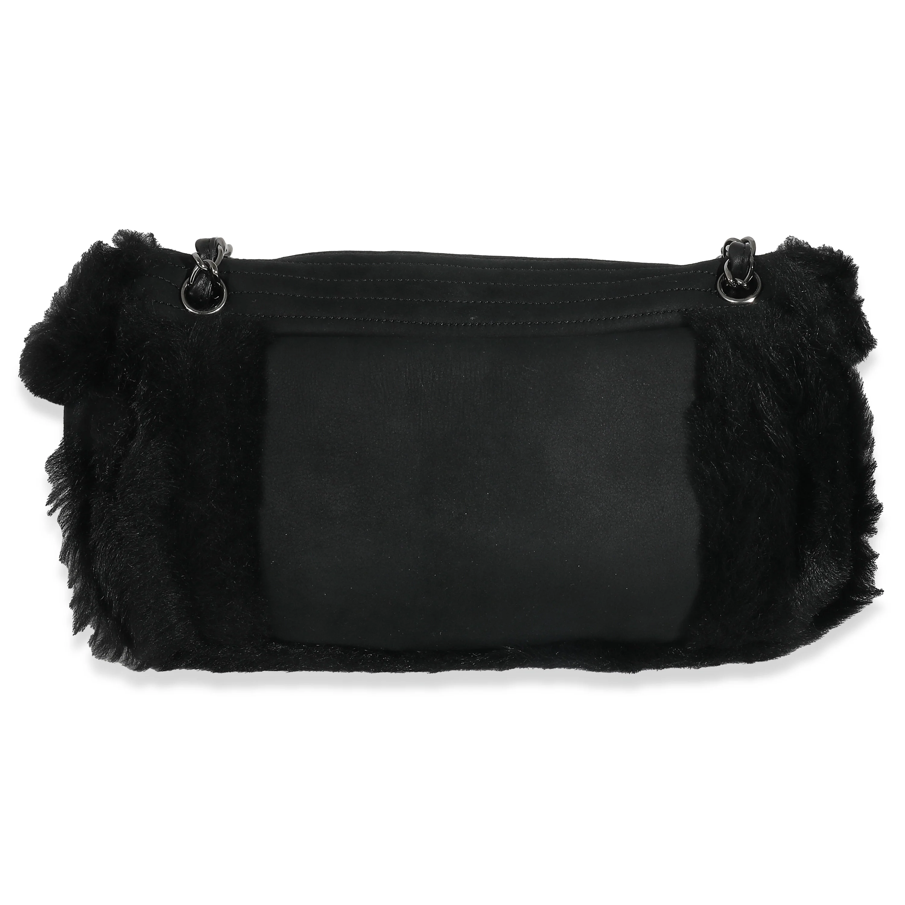 Black Horizontal Stitch Shearling CC Flap Bag - Image 5