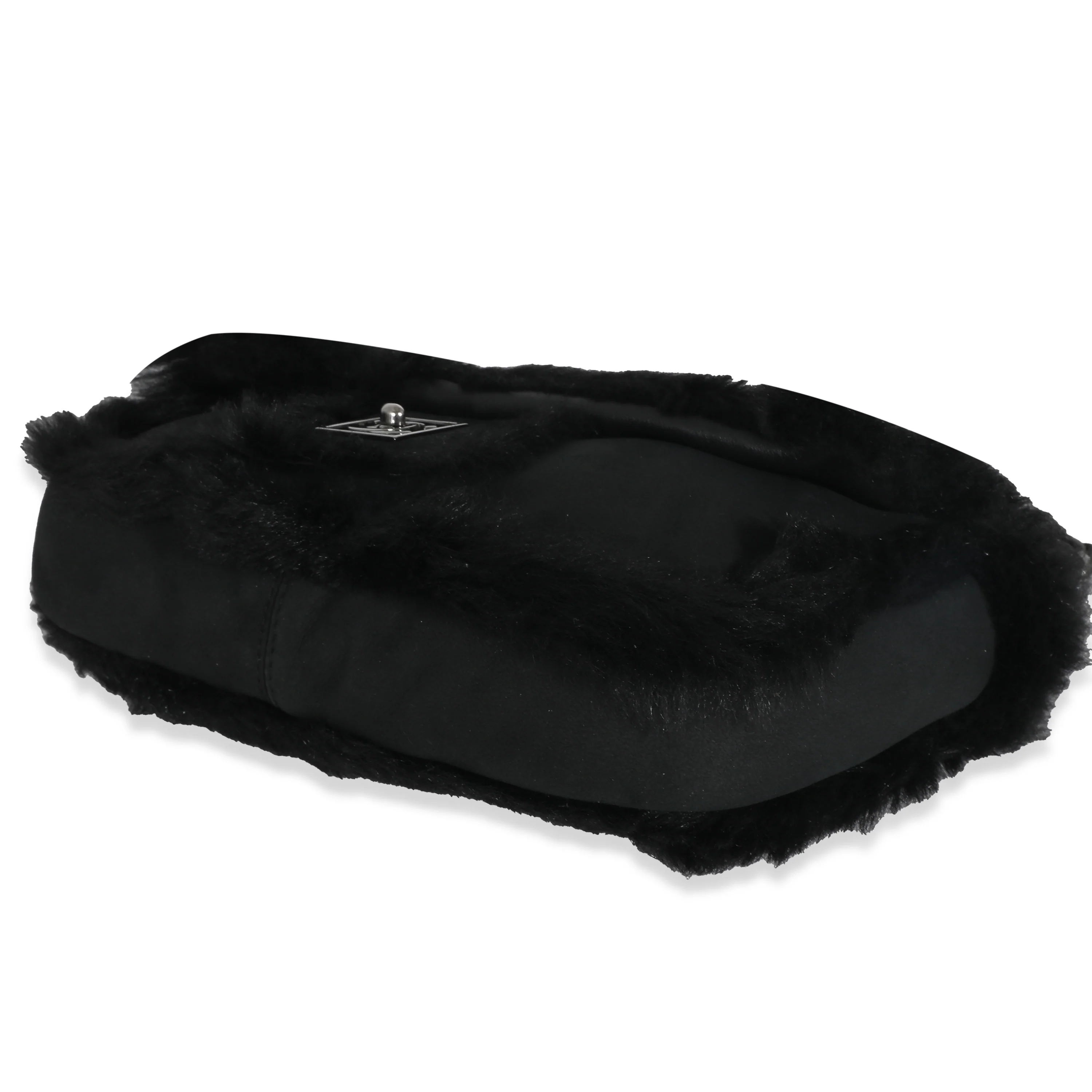 Black Horizontal Stitch Shearling CC Flap Bag - Image 6
