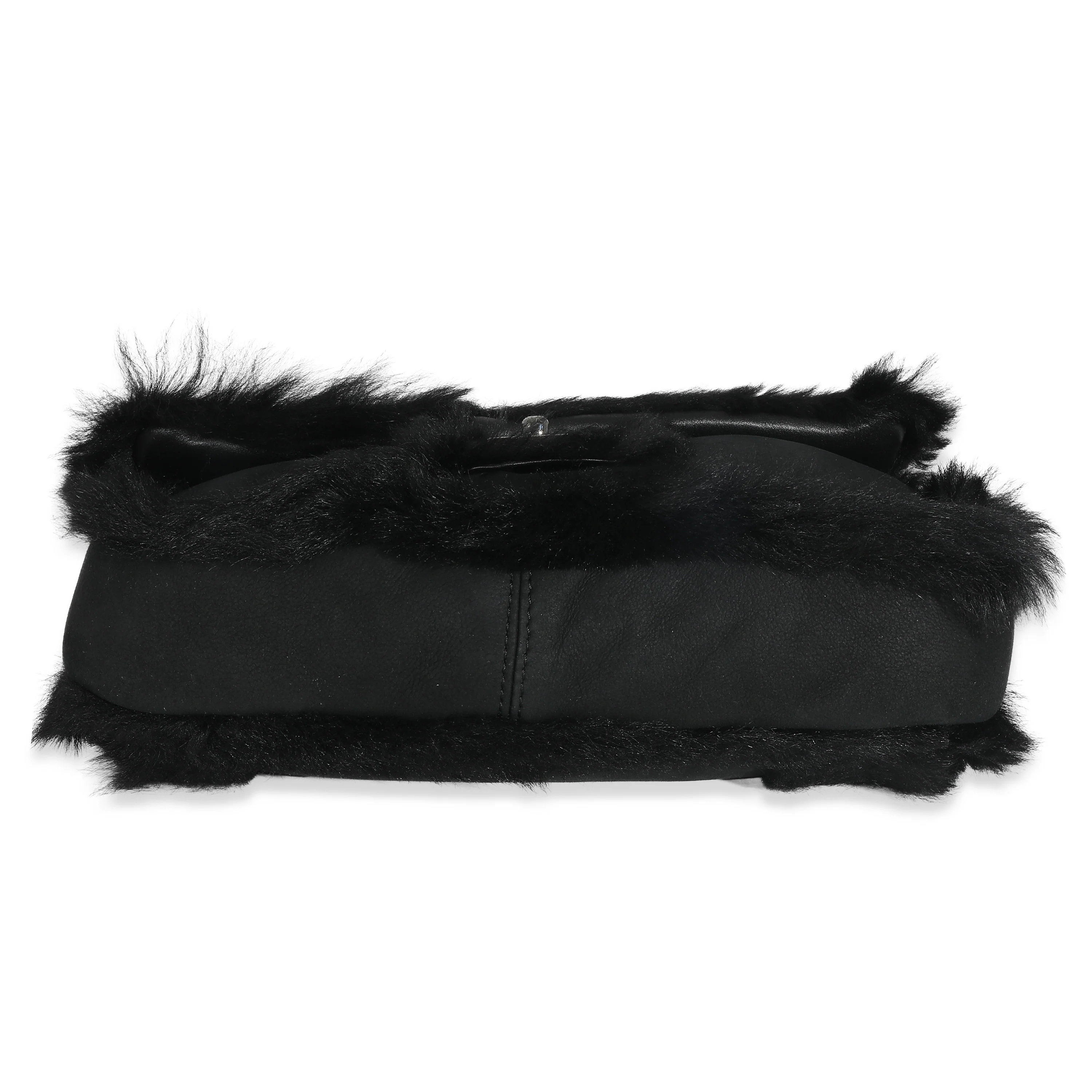 Black Horizontal Stitch Shearling CC Flap Bag - Image 7
