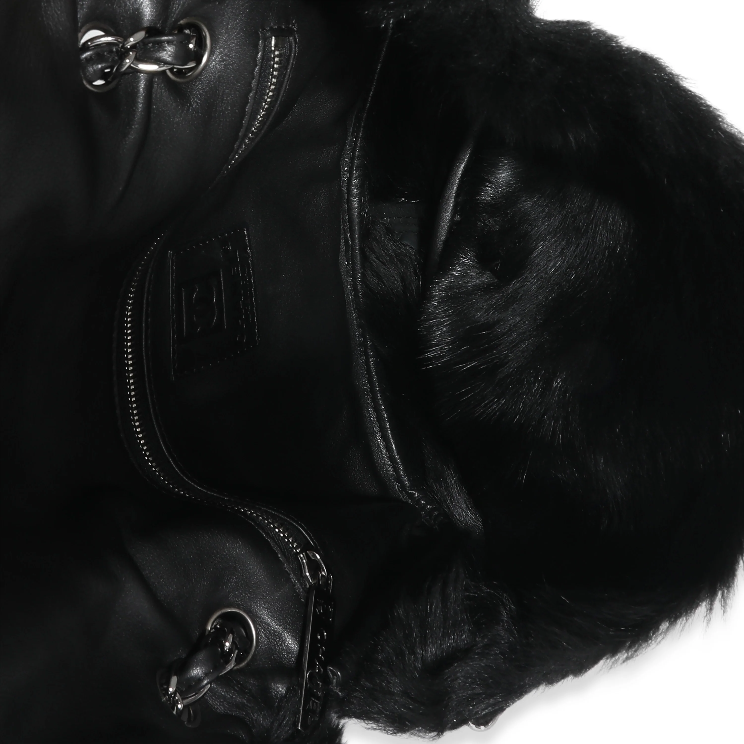 Black Horizontal Stitch Shearling CC Flap Bag - Image 9