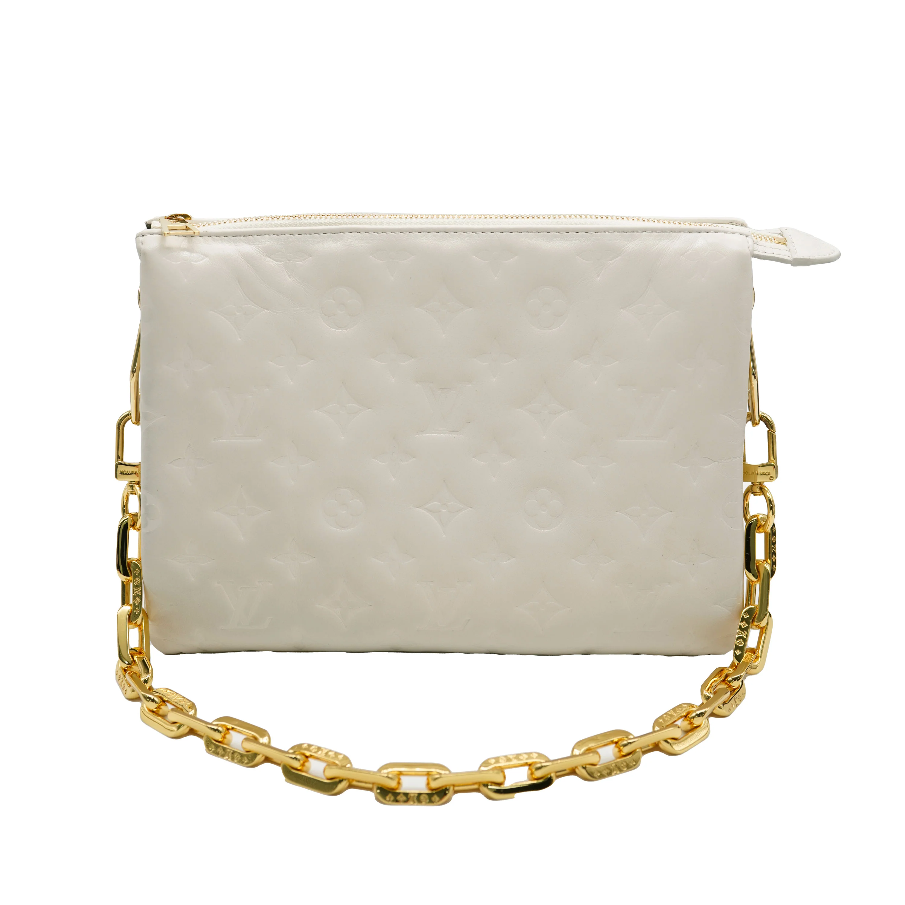 Cream Puffy Lambskin Monogram Coussin PM