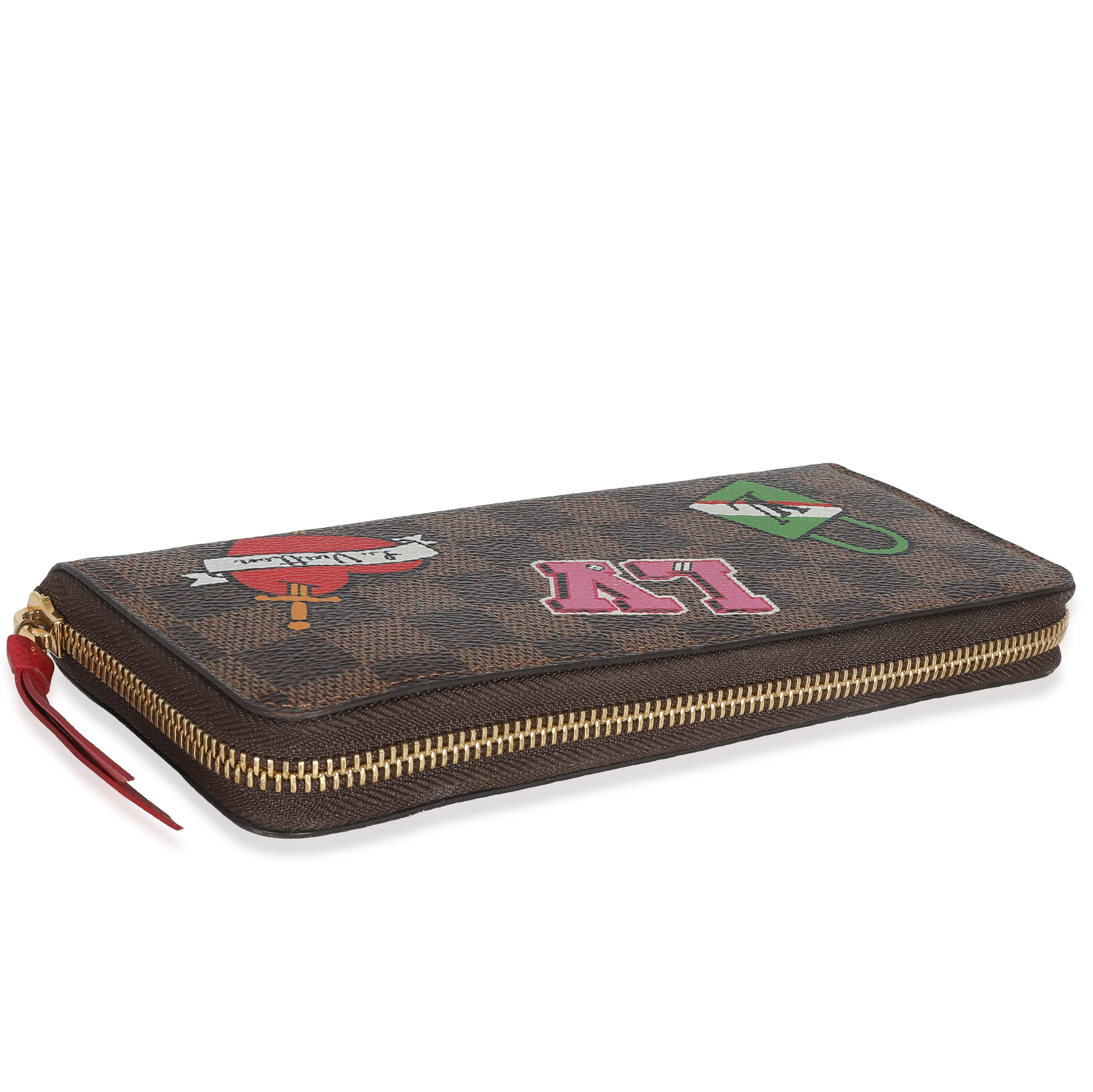 Louis Vuitton Damier Ebene Canvas Patches Clemence Wallet - Image 7