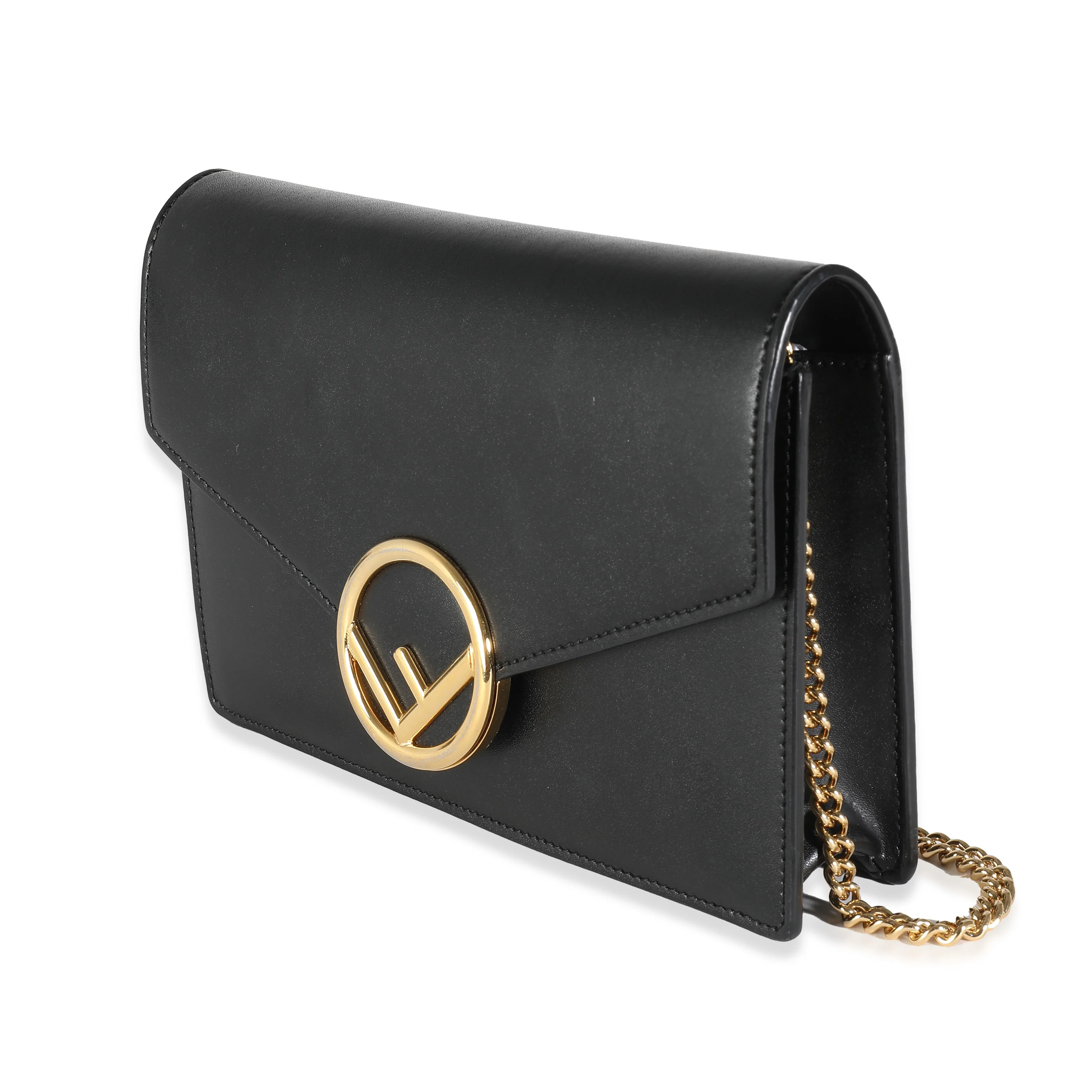 Black Leather F is Fendi Wallet On Chain - Image 3