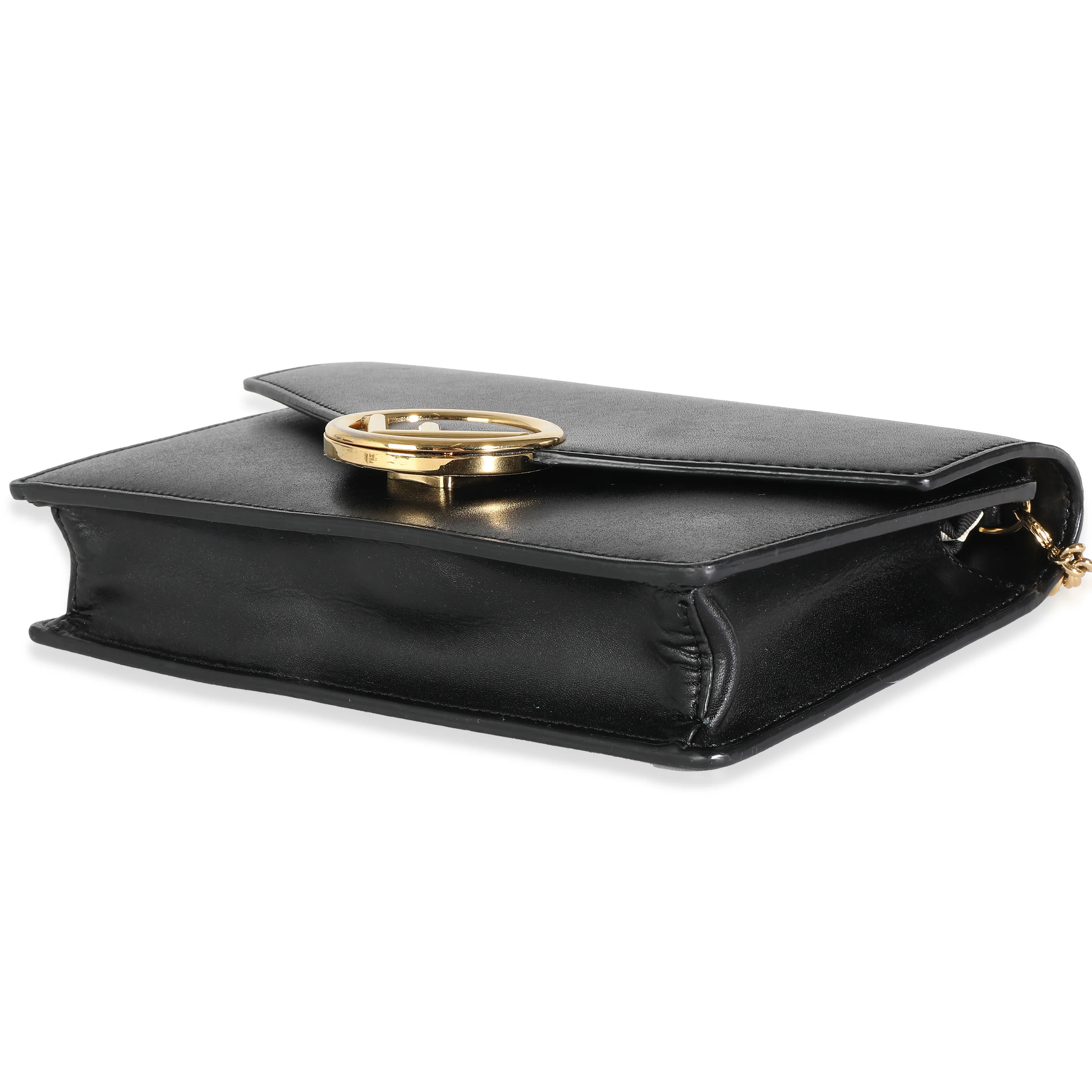 Black Leather F is Fendi Wallet On Chain - Image 4