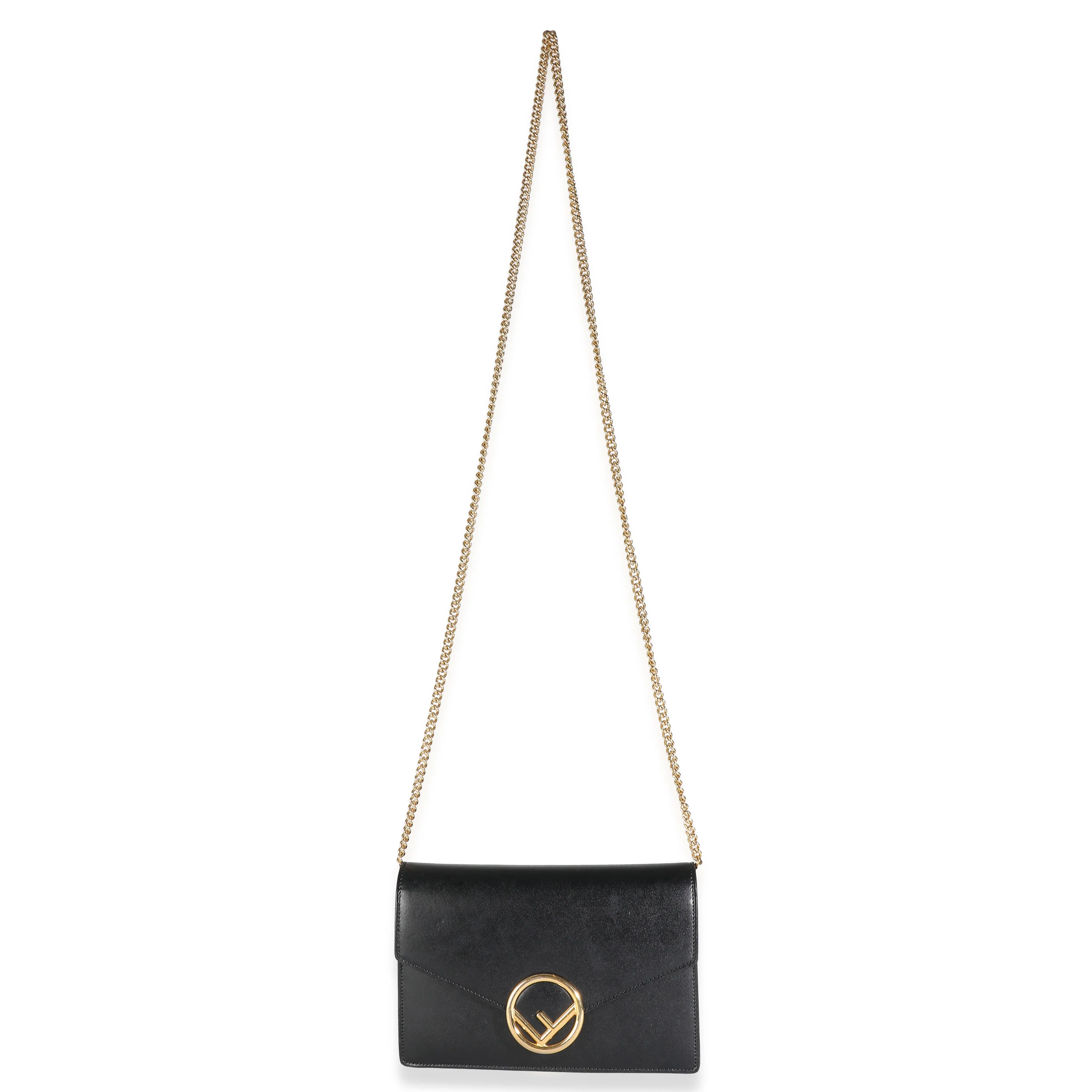 Black Leather F is Fendi Wallet On Chain - Image 7