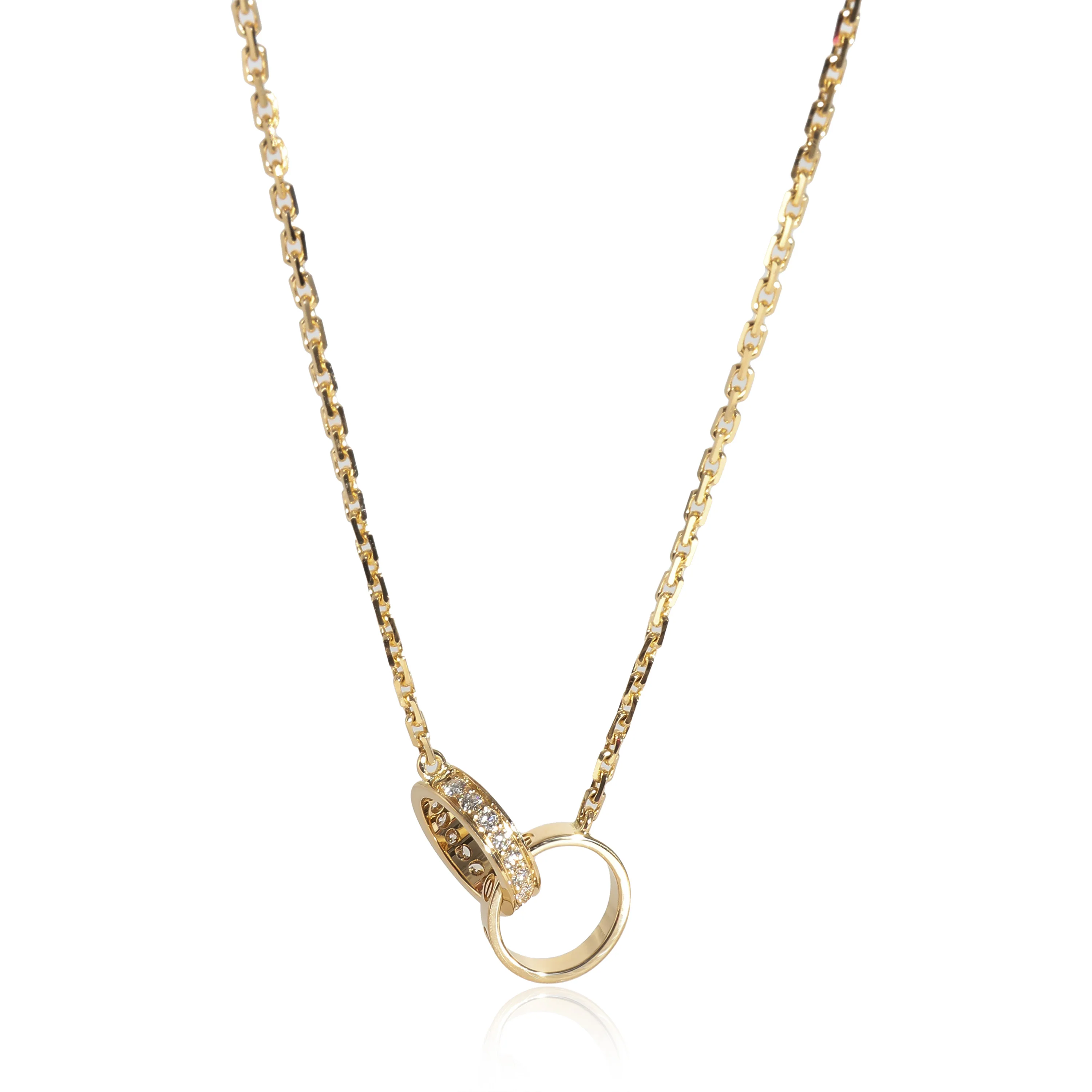Cartier Love Interlocking Circle Necklace in 18k Yellow Gold 0.22 CTW