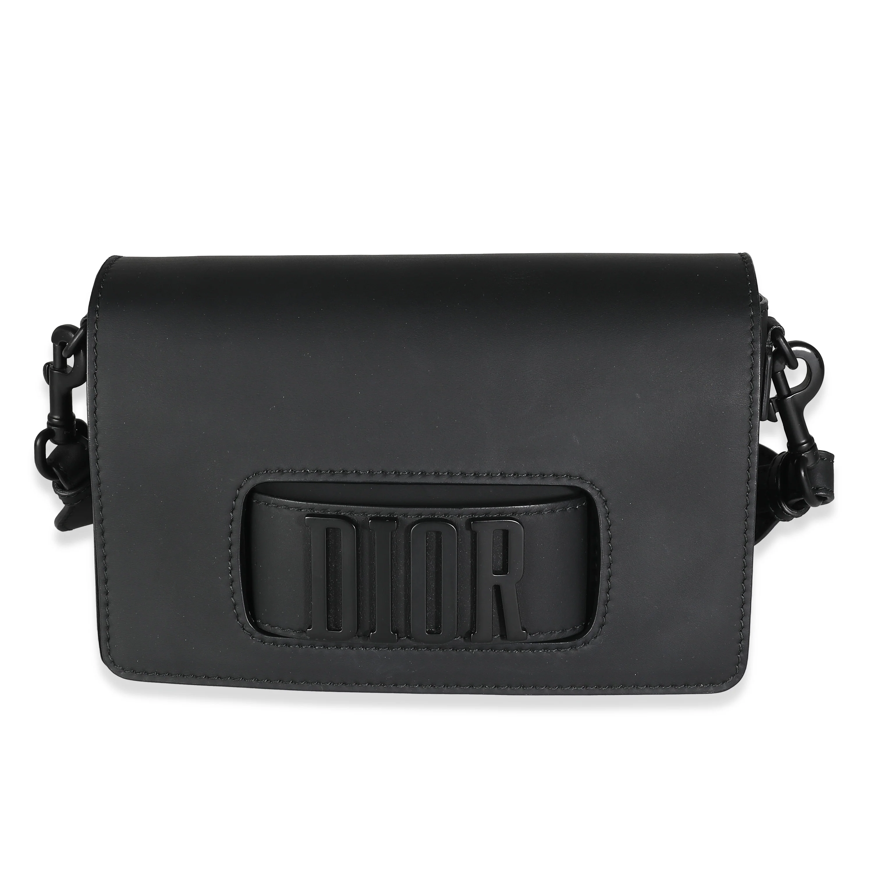Black Ultramatte Calfskin Dio(r)revolution Flap Bag