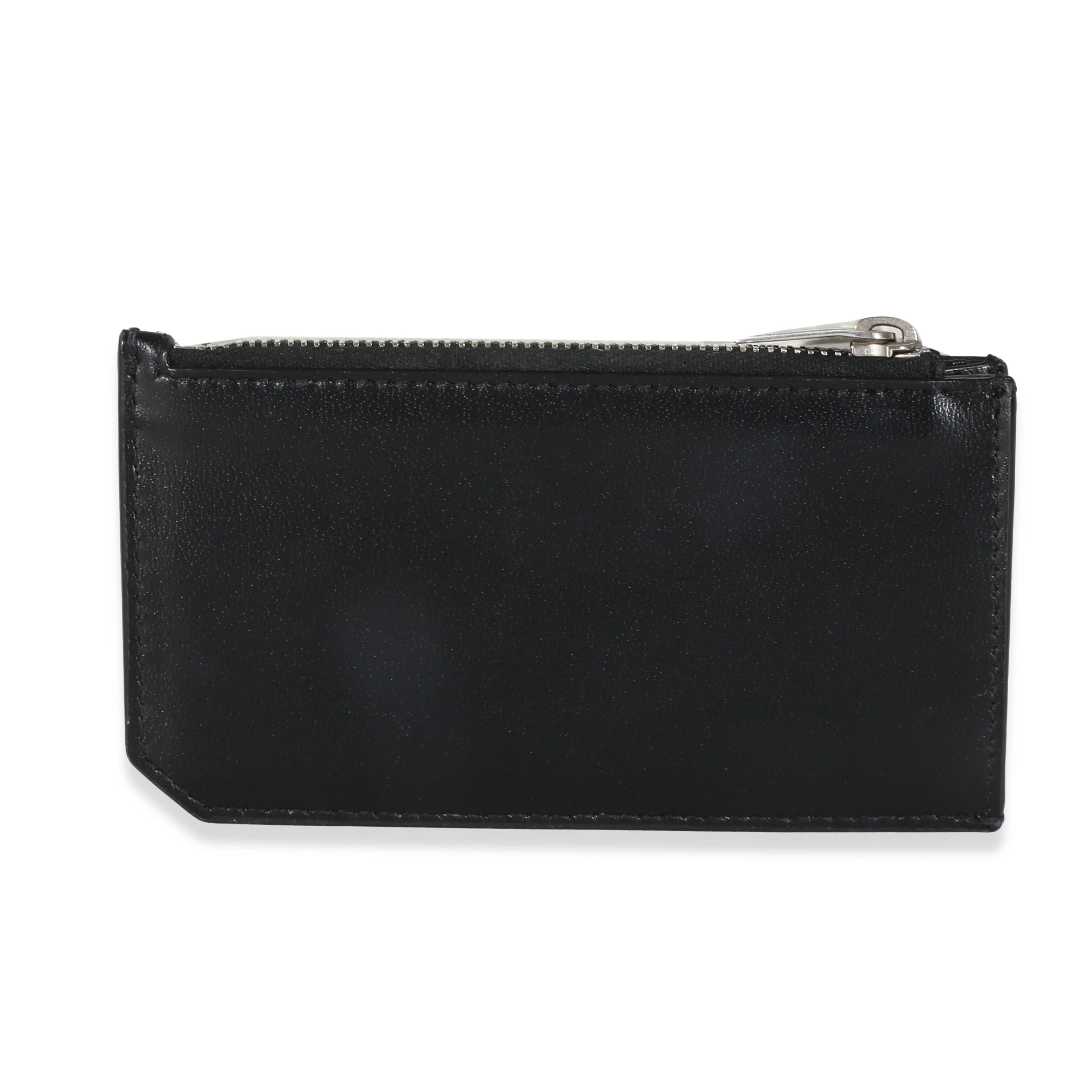 Saint Laurent Black Leather Tiny Cassandre Zipped Fragments Card Case - Image 4