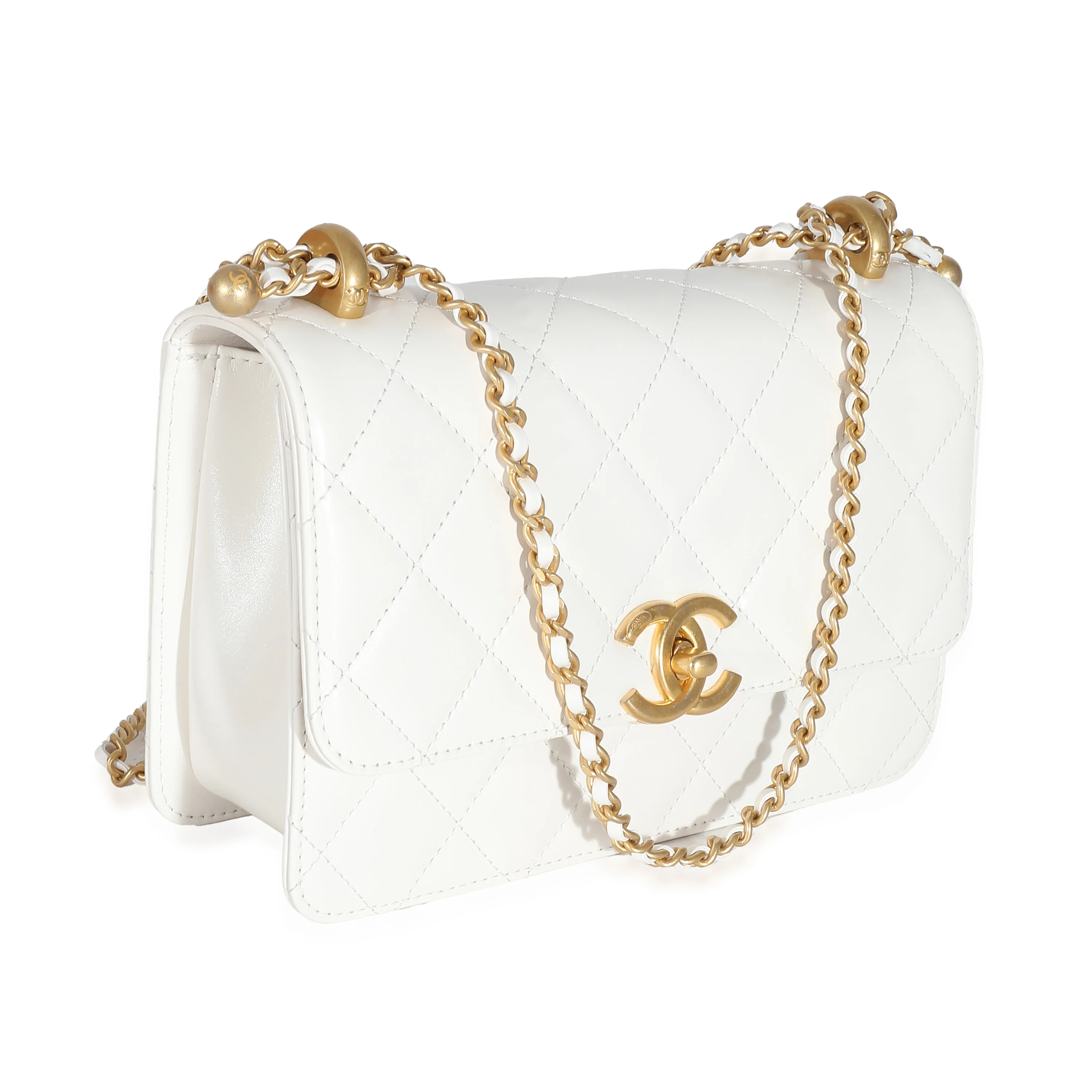 24C White Quilted Calfskin Mini Perfect Fit Flap Bag - Image 3