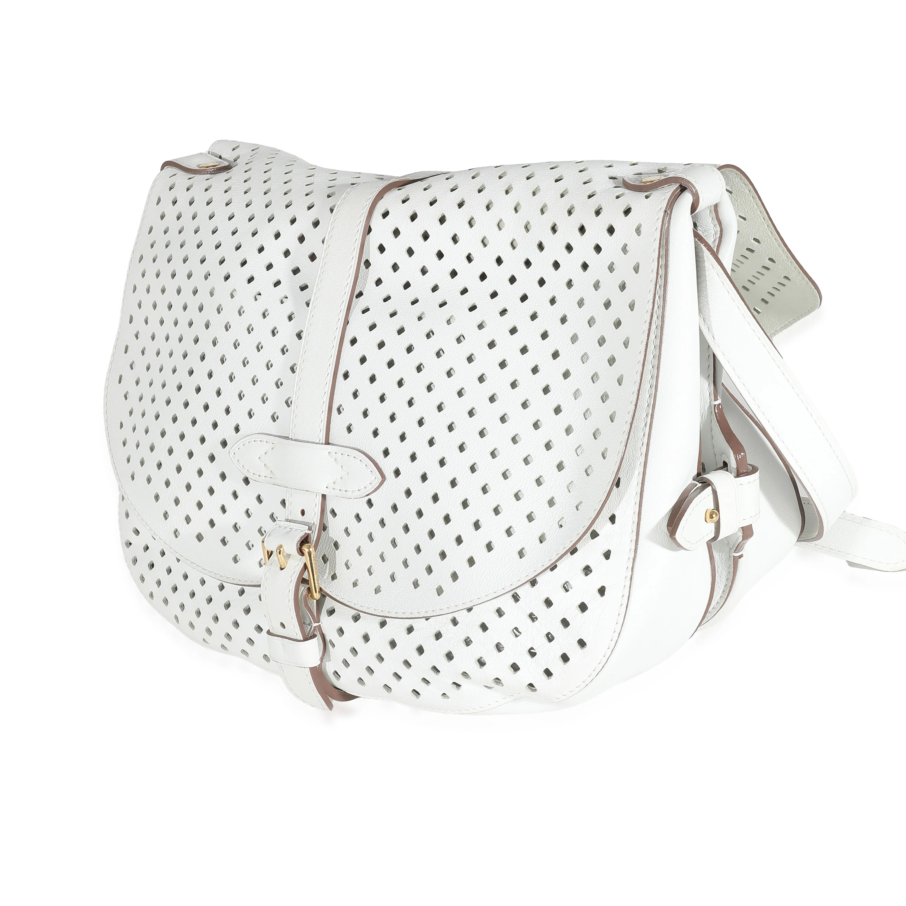 White Perforated Leather Sofia Coppola Flore Saumur - Image 2