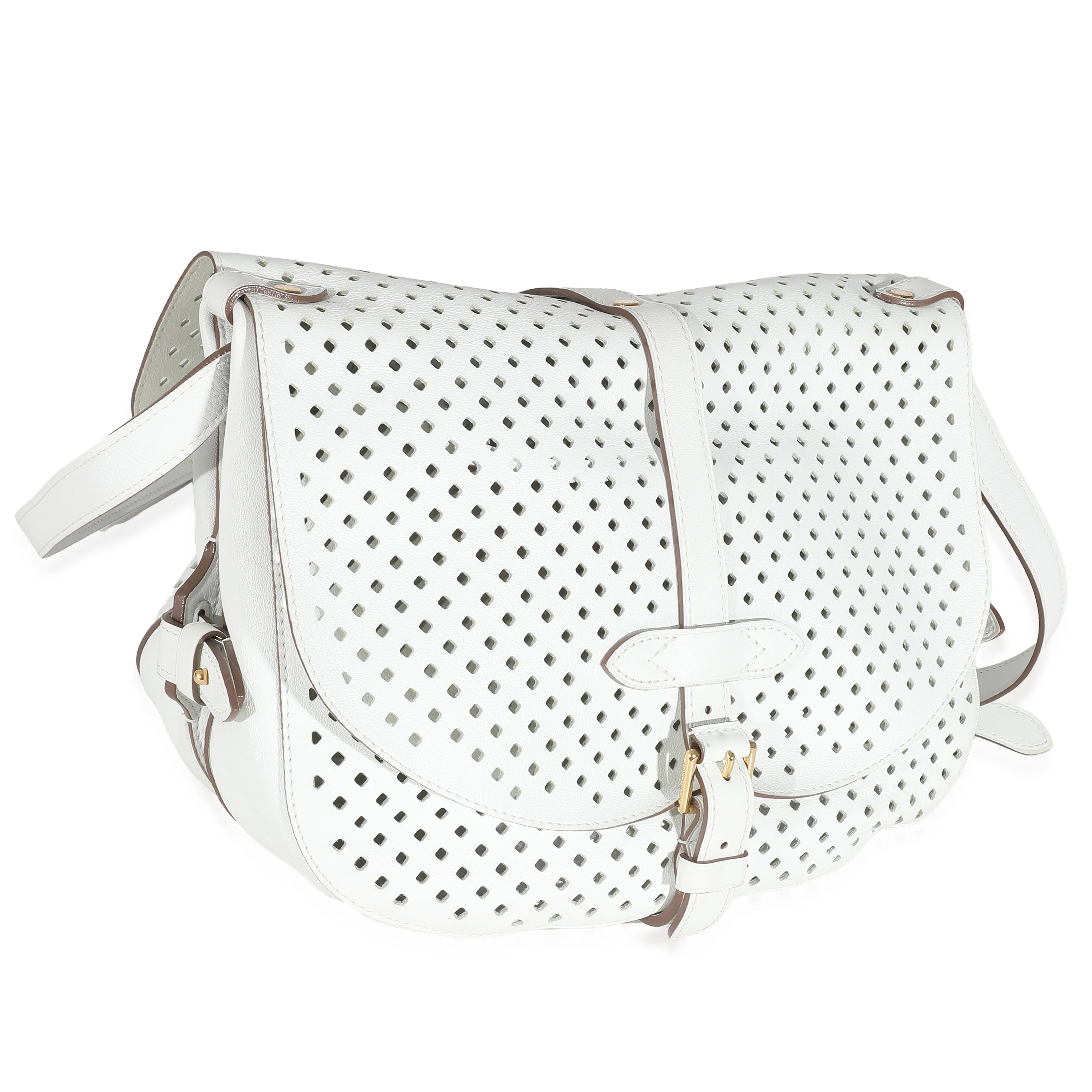 White Perforated Leather Sofia Coppola Flore Saumur - Image 3