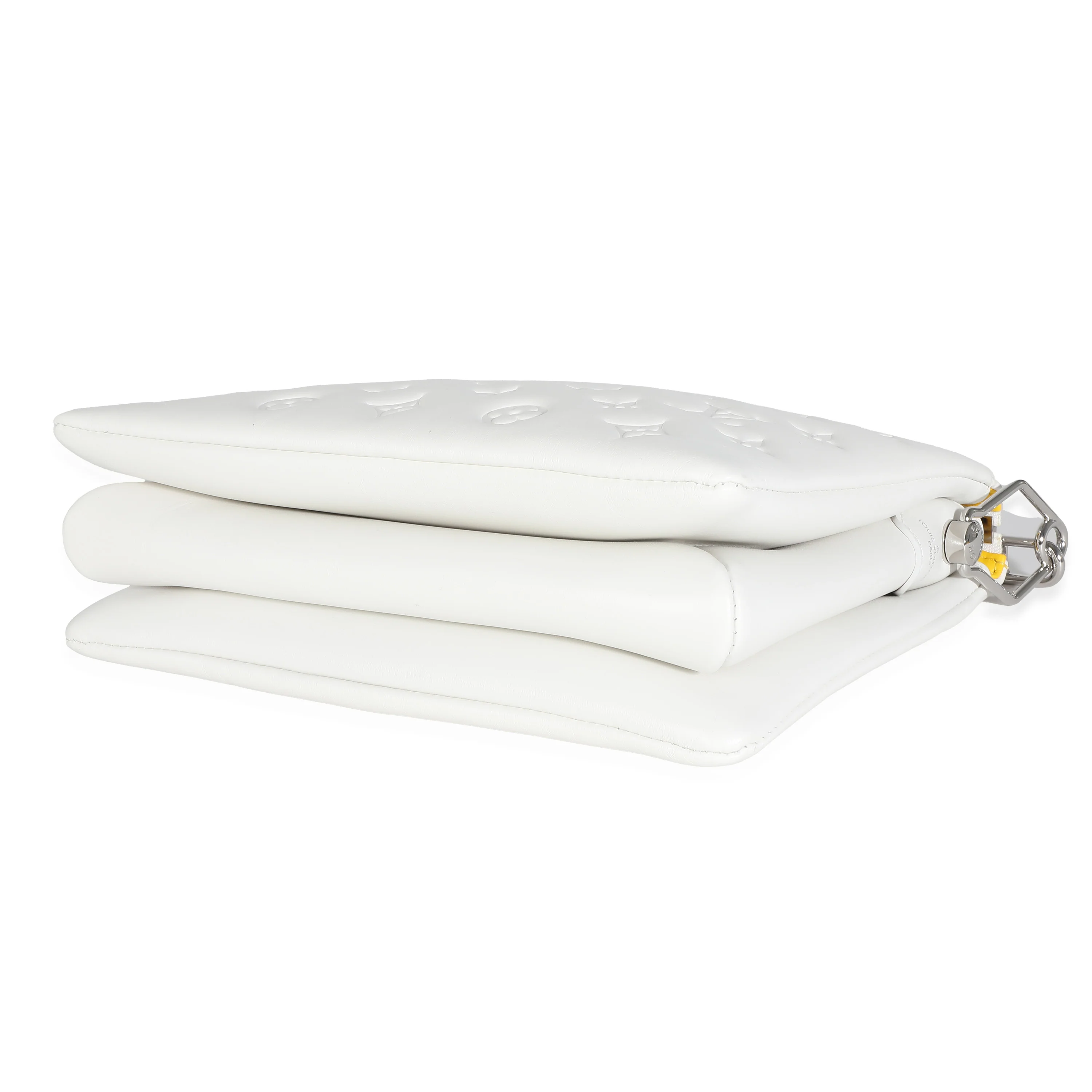 x YK White Monogram Embossed Puffy Lambskin Coussin PM - Image 7
