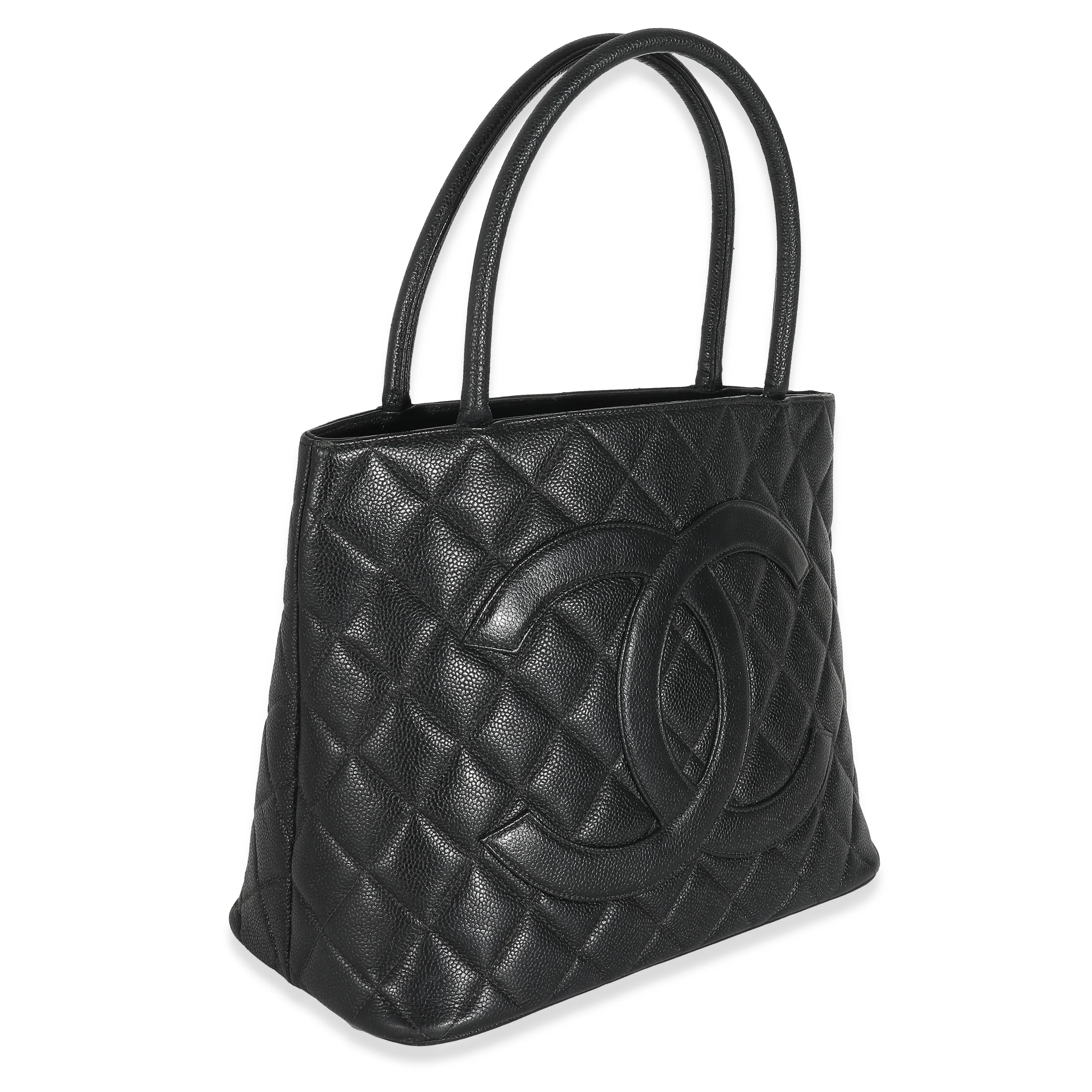 Chanel Black Quilted Caviar Medallion Tote - Image 3