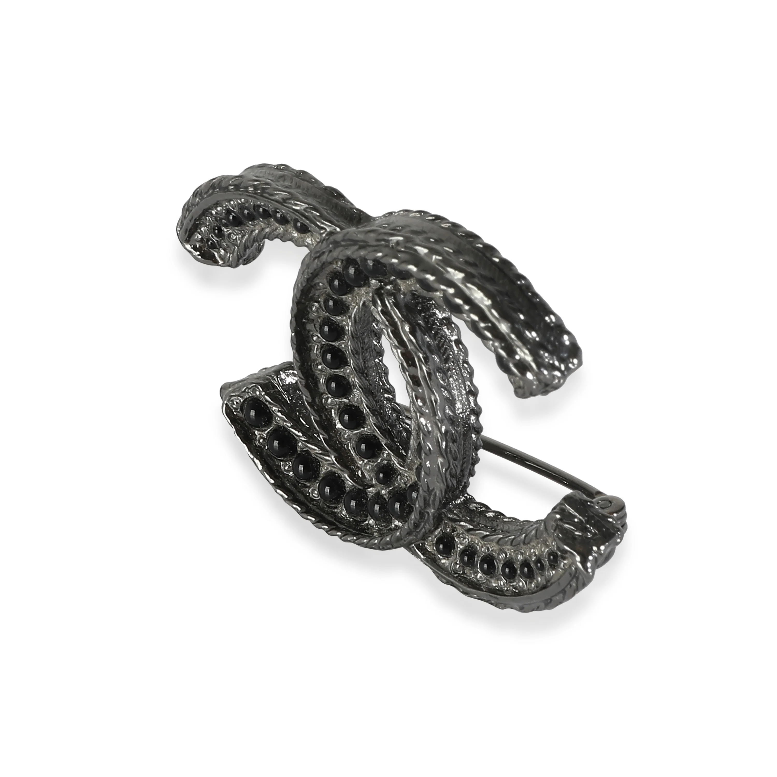 CC Brooch with Black Beads, A 14 B in Ruthenium - Image 3