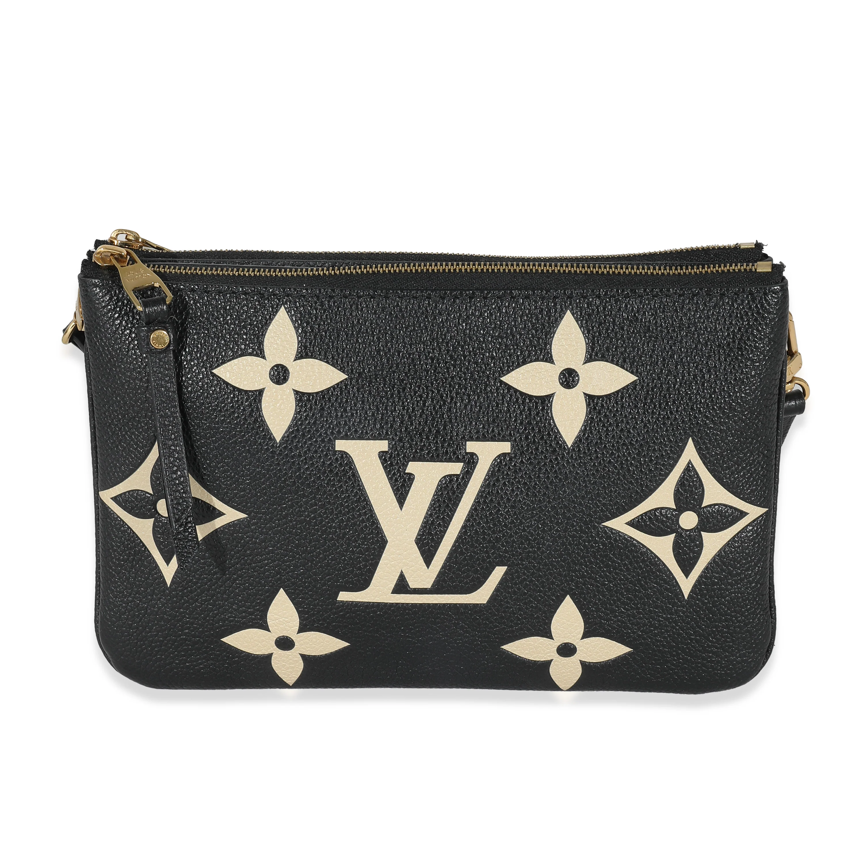 Black Beige Giant Monogram Empreinte Double Zip Pochette
