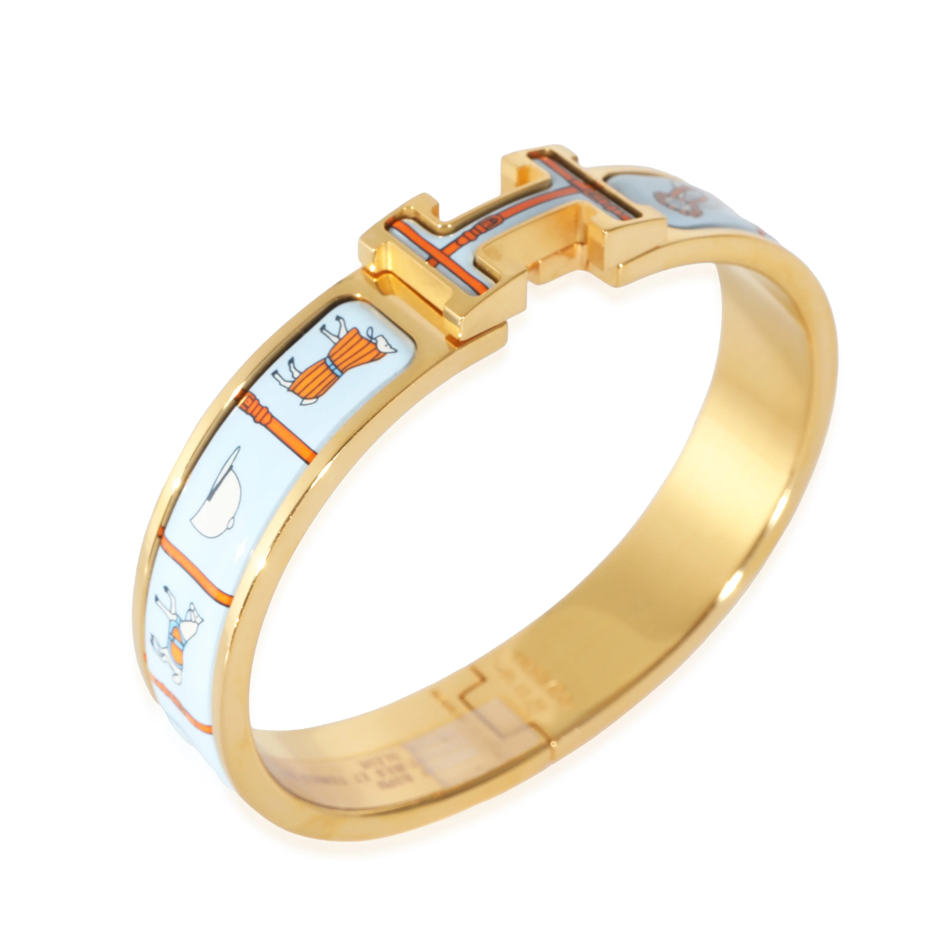 Hermès Clic H Couvertures et Tenues de Jour Bangle, Yellow Gold Plated - Image 4