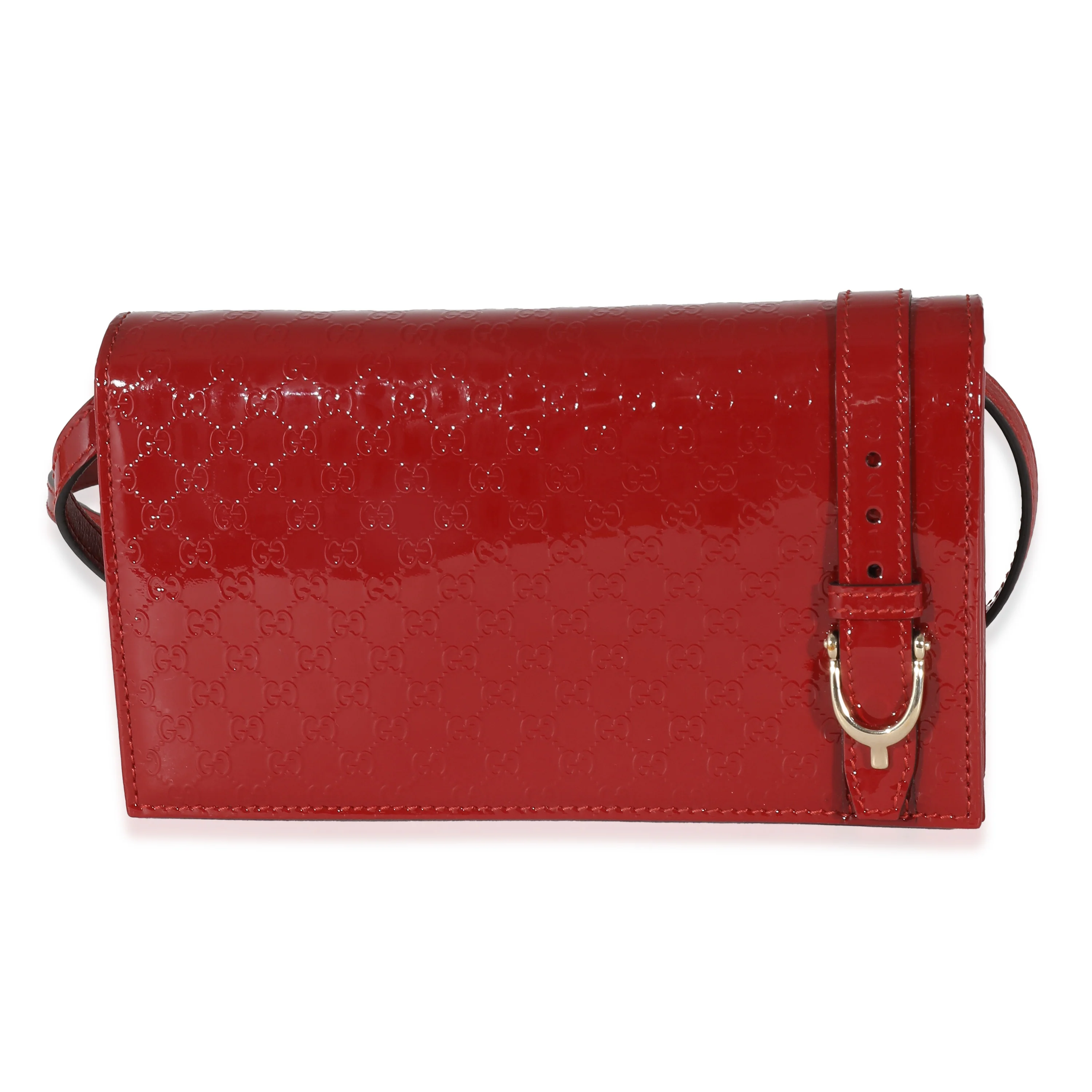 Red Patent Microguccissima Nice Wallet On Strap