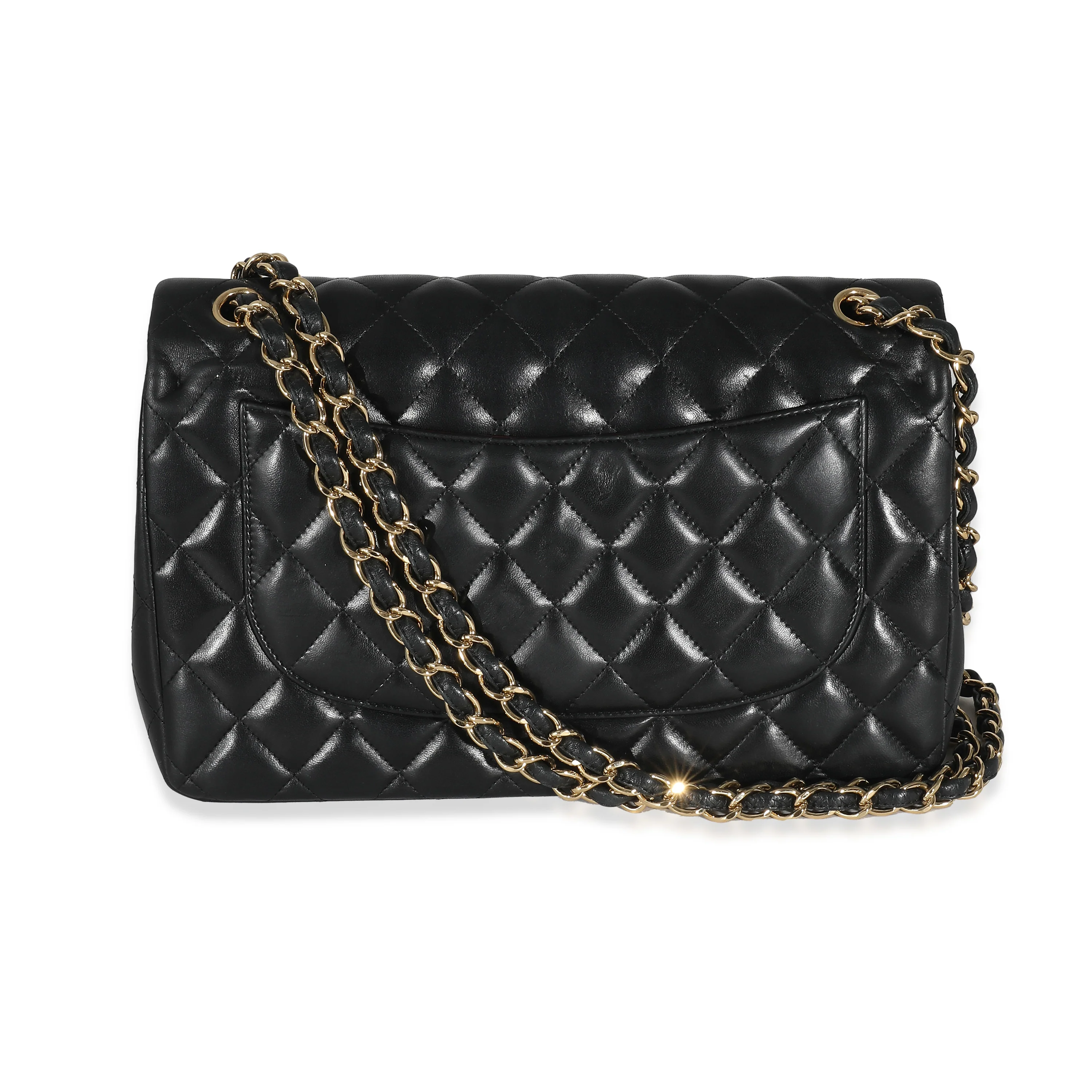 Black Quilted Lambskin Jumbo Double Flap Bag - Image 4