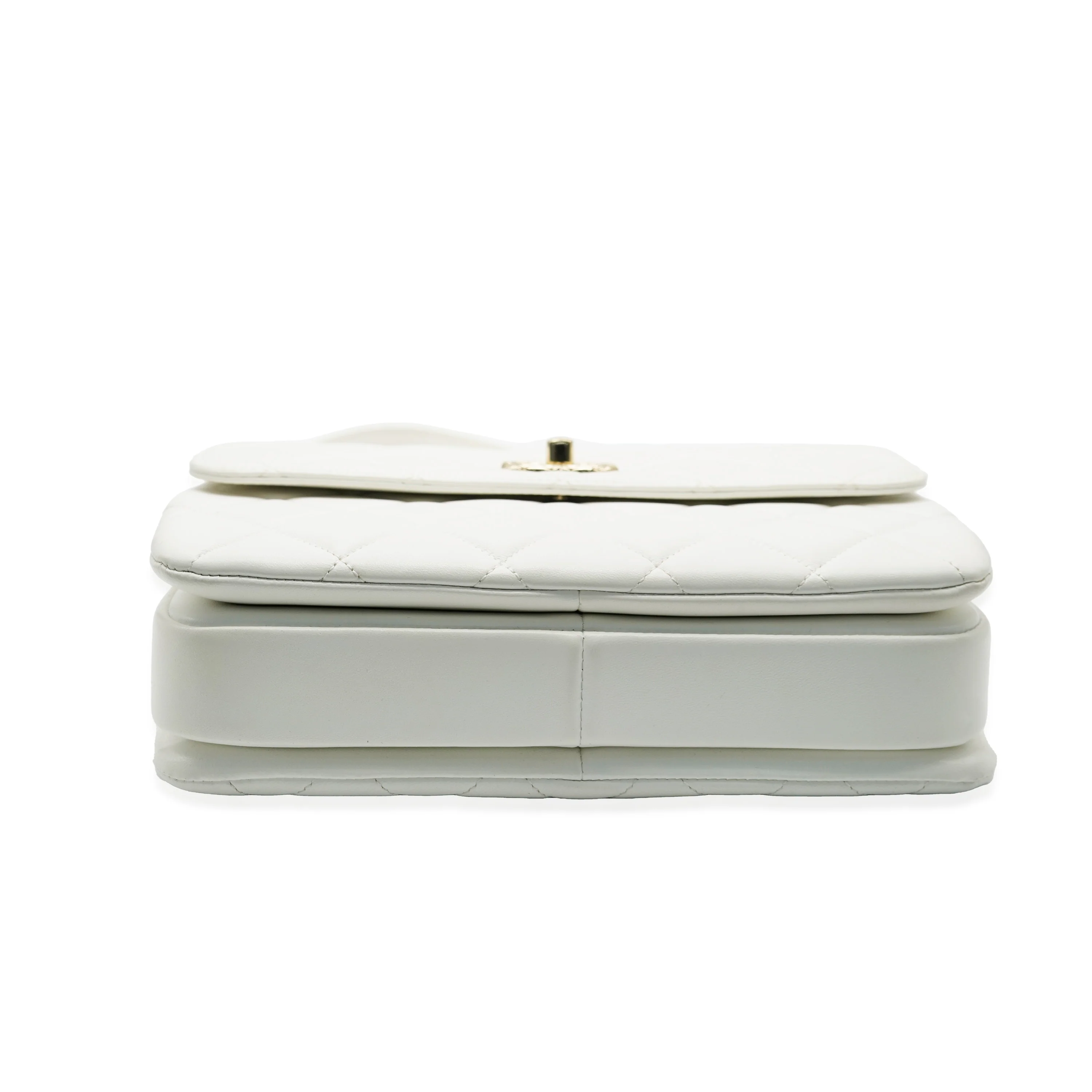 White Quilted Lambskin Small CC Trendy Flap Bag - Image 5
