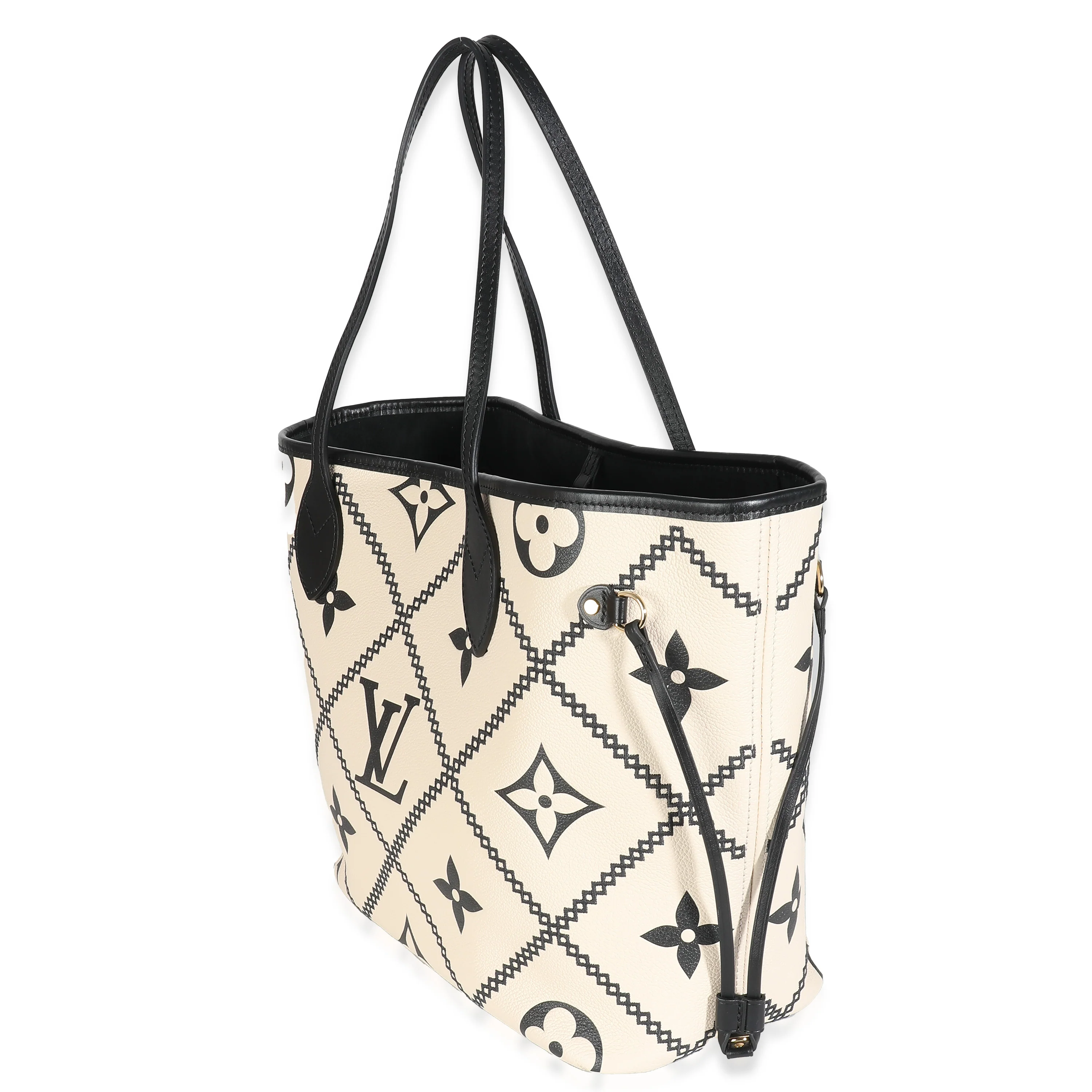 Louis Vuitton Cream Black Empreinte Monogram Giant Broderies Neverfull MM - Image 2