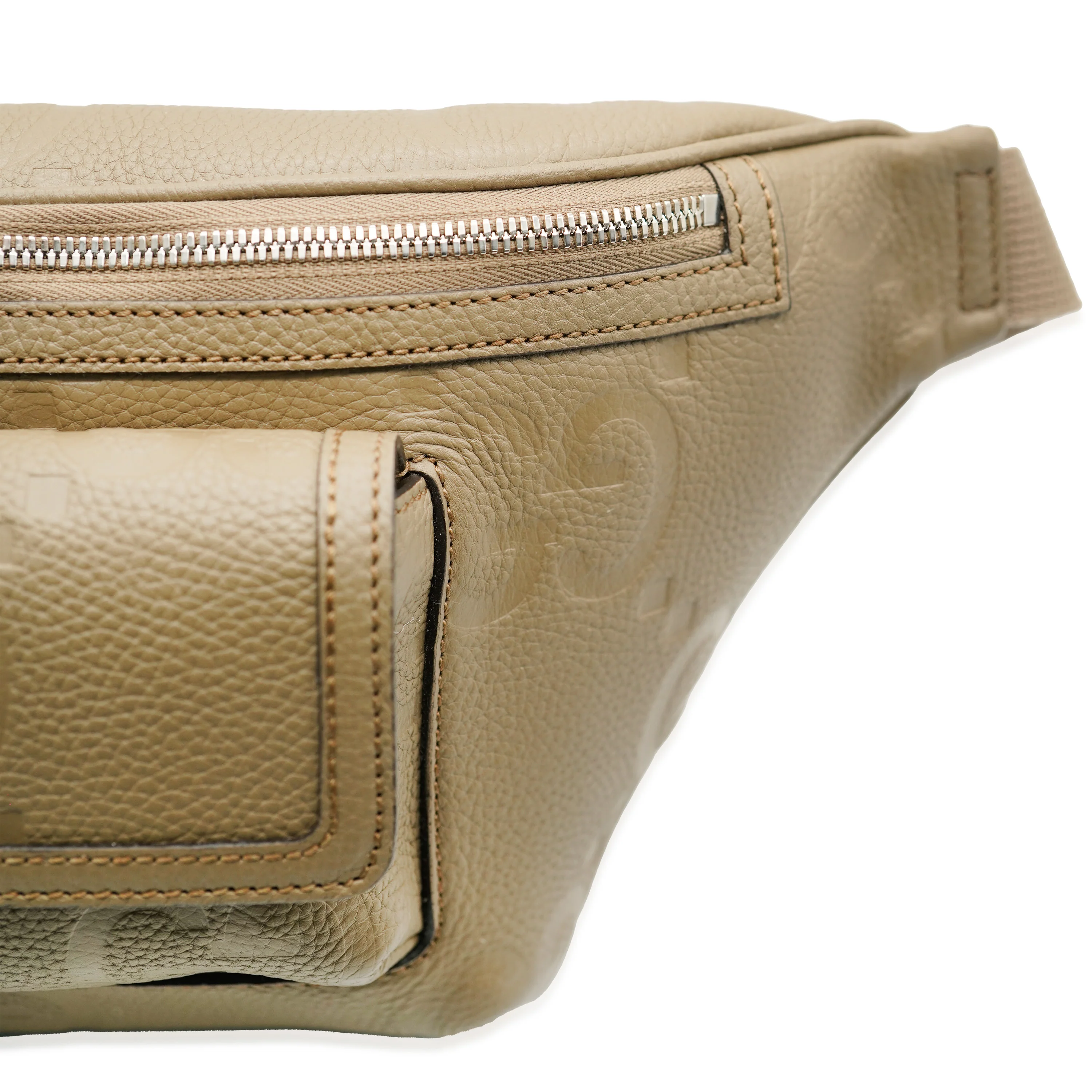 Taupe Piuma Calfskin Jumbo GG Embossed Pocket Belt Bag - Image 3