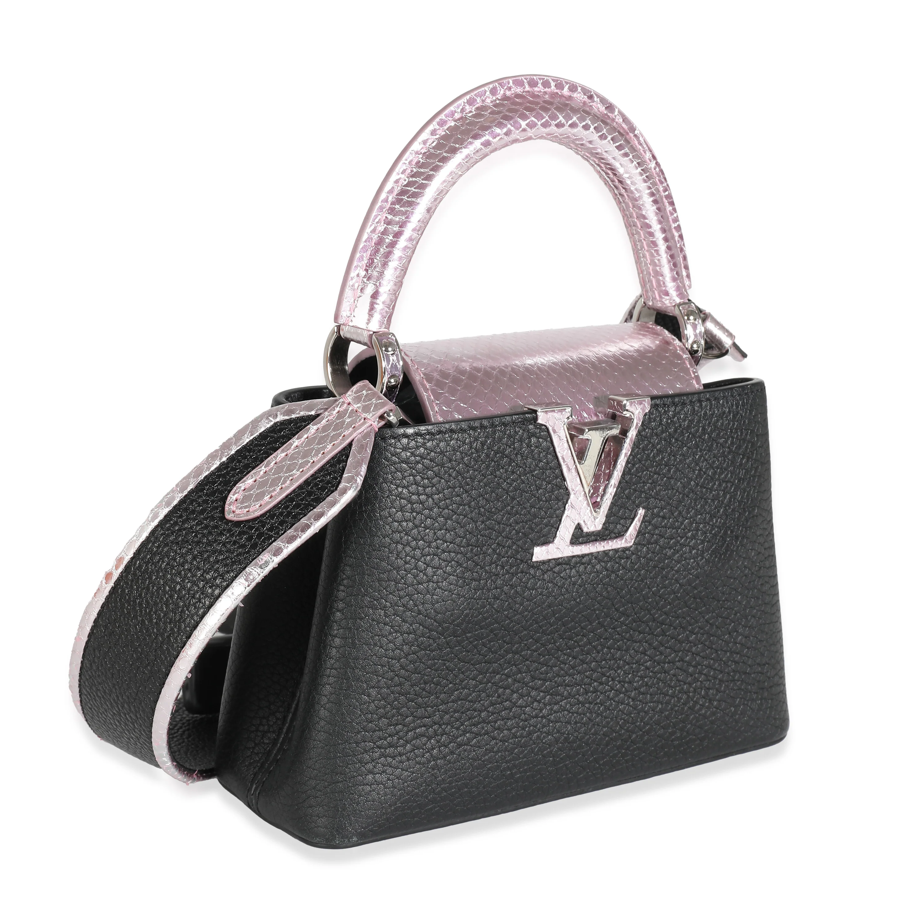 Louis Vuitton Black Taurillon Pink Python Mini Capucines - Image 2