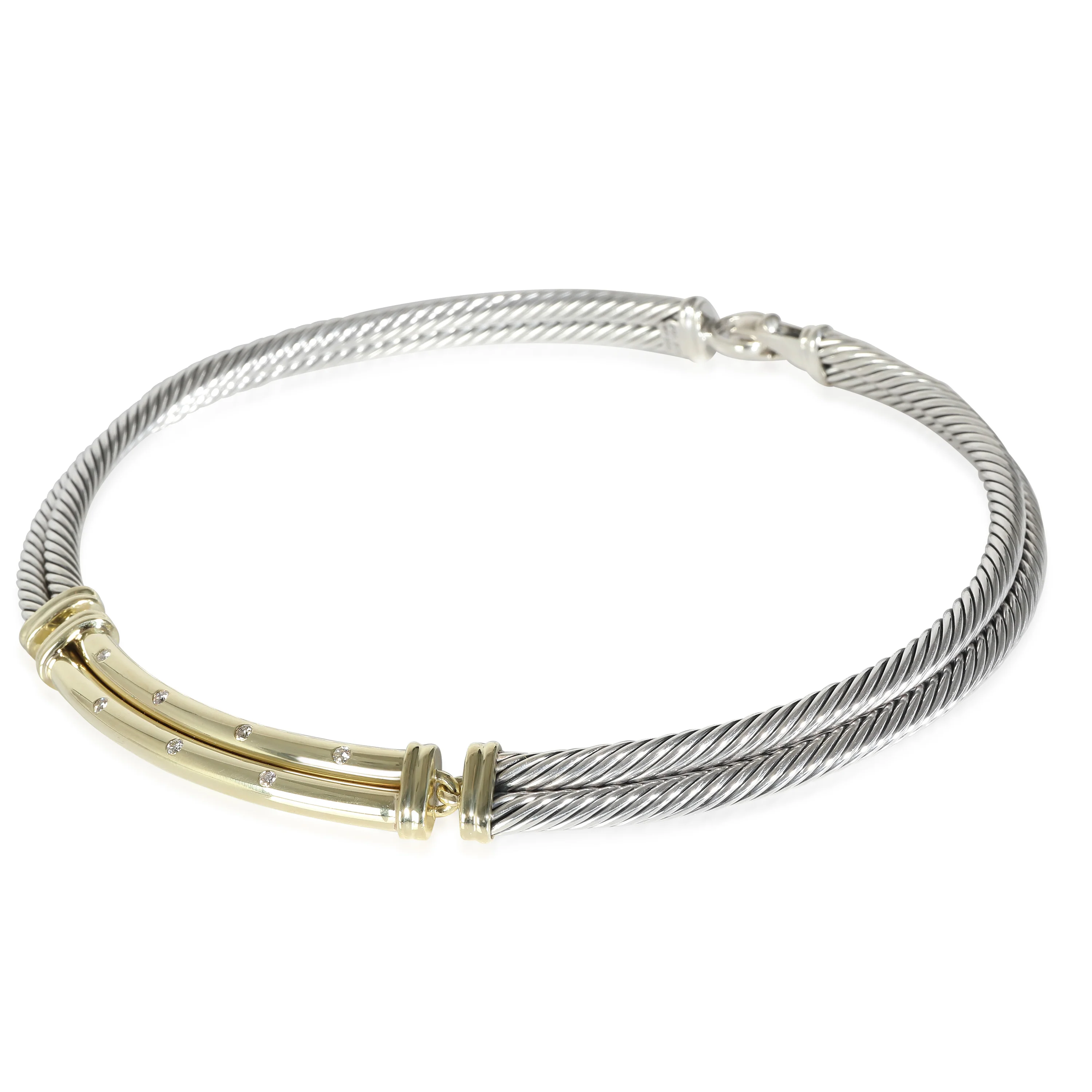 Metro Cable Necklace, 14k Yellow Gold/Sterling Silver 1/4 Ctw - Image 2
