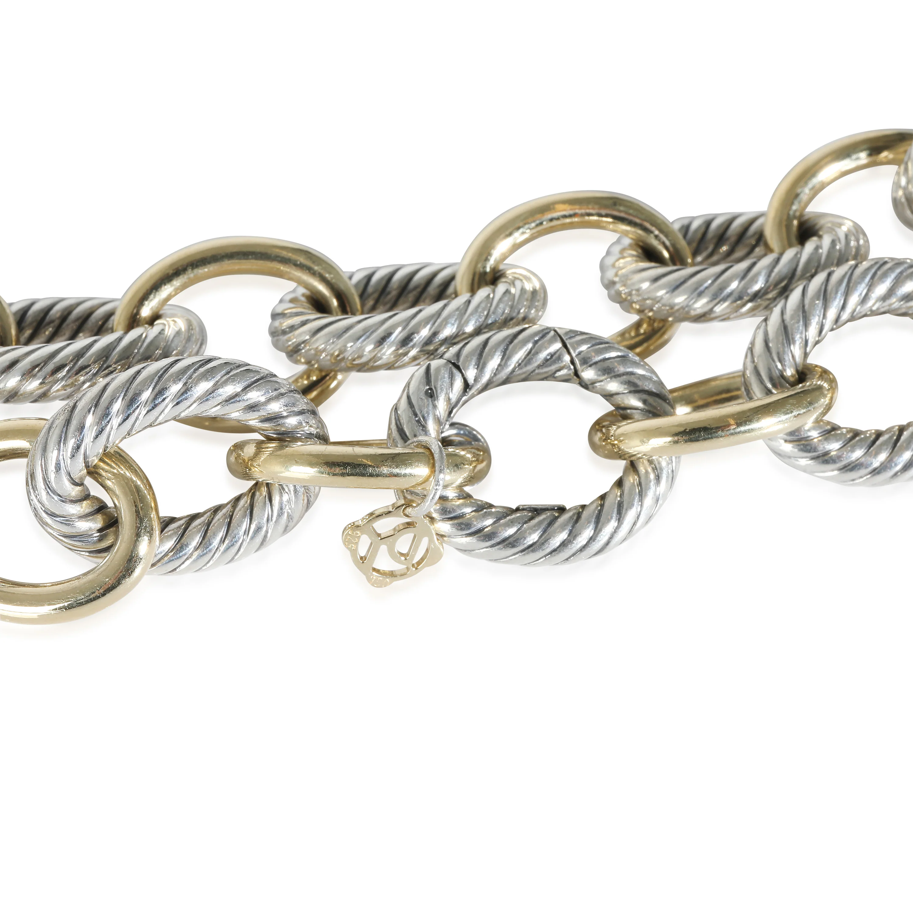 David Yurman Oval Link Necklace in 18k Yellow Gold/Sterling Silver - Image 3