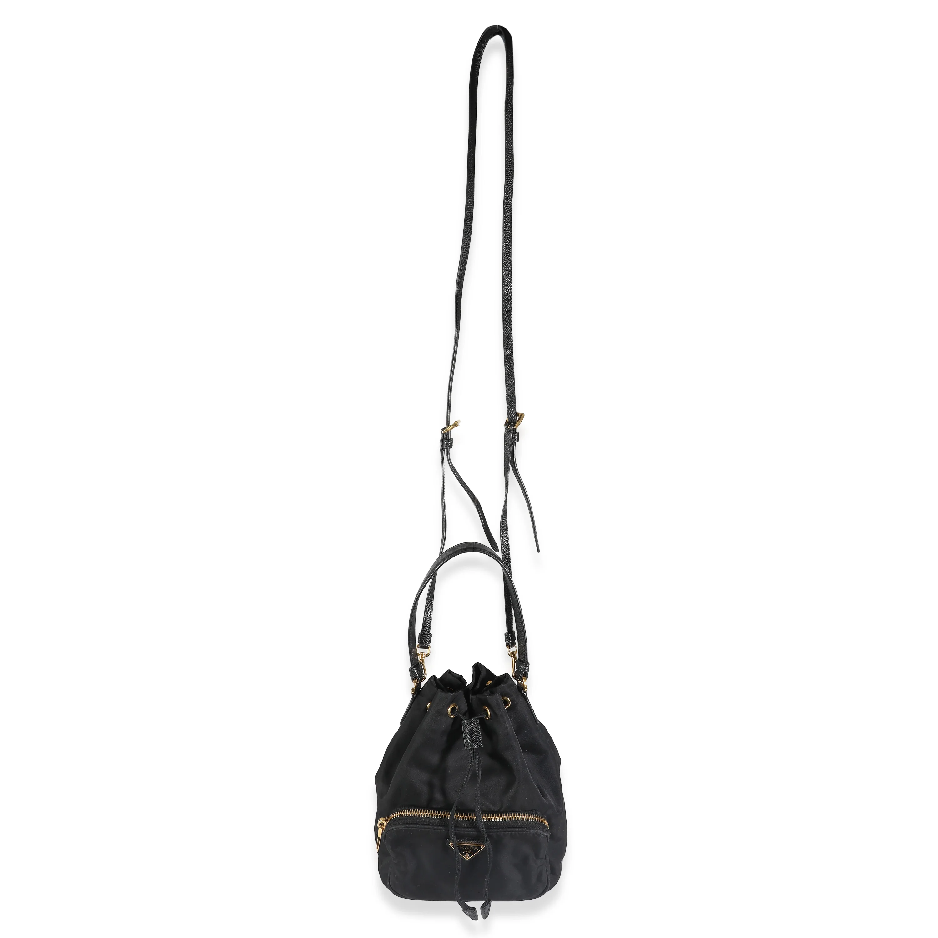 Black Saffiano Nylon Mini Duet Bucket Bag - Image 7