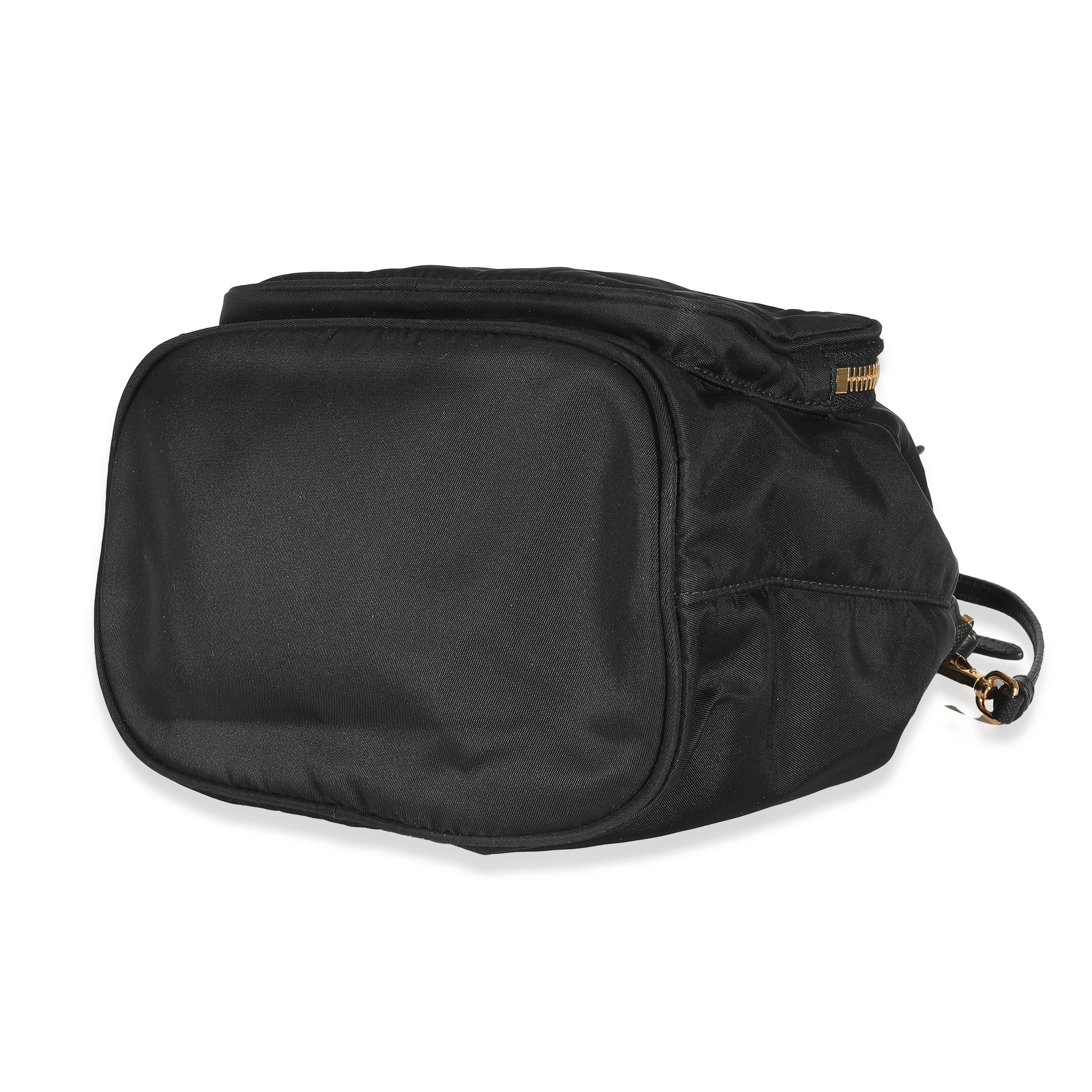 Black Saffiano Nylon Mini Duet Bucket Bag - Image 9