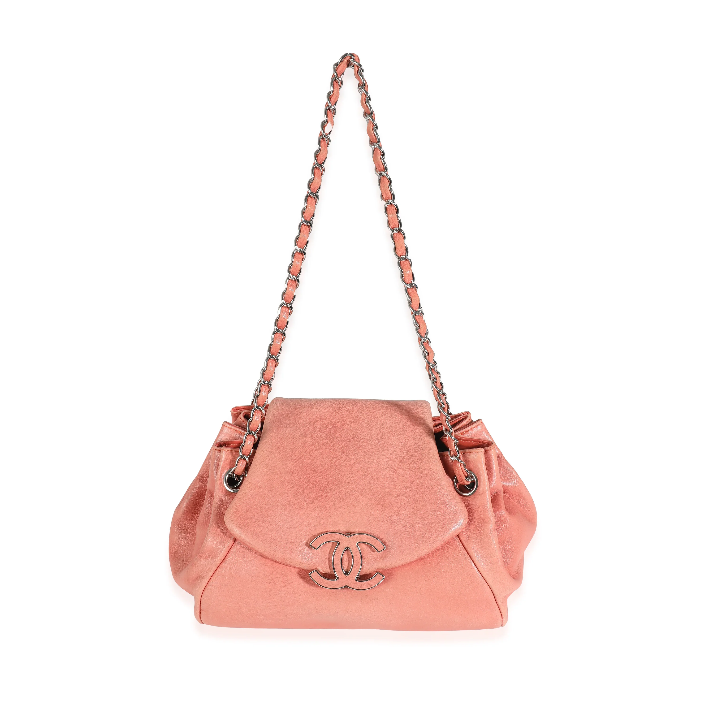 Coral Lambskin Sensual CC Accordion Flap Bag
