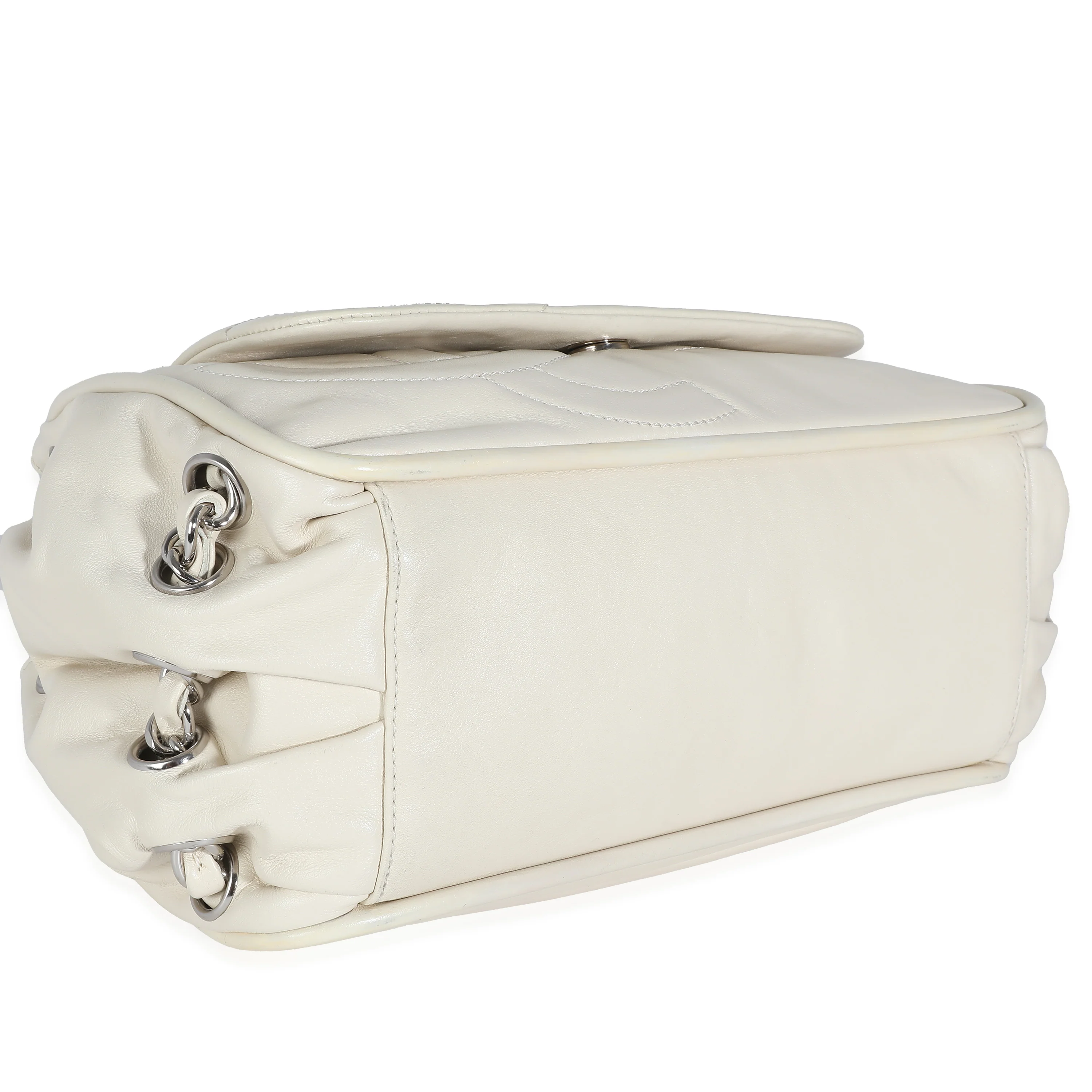 Chanel Ivory Lambskin CC Accordion Flap Bag - Image 4