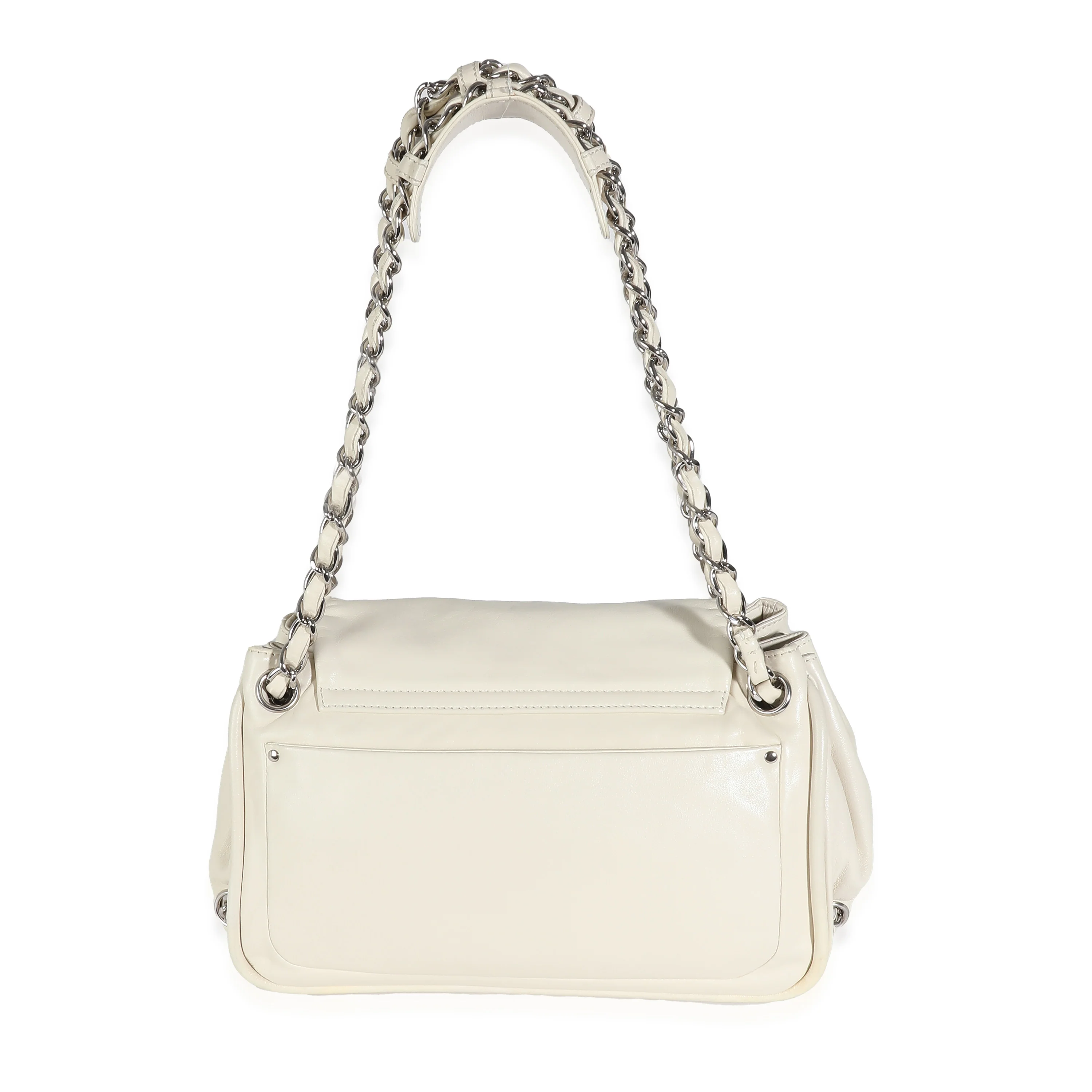 Chanel Ivory Lambskin CC Accordion Flap Bag - Image 5
