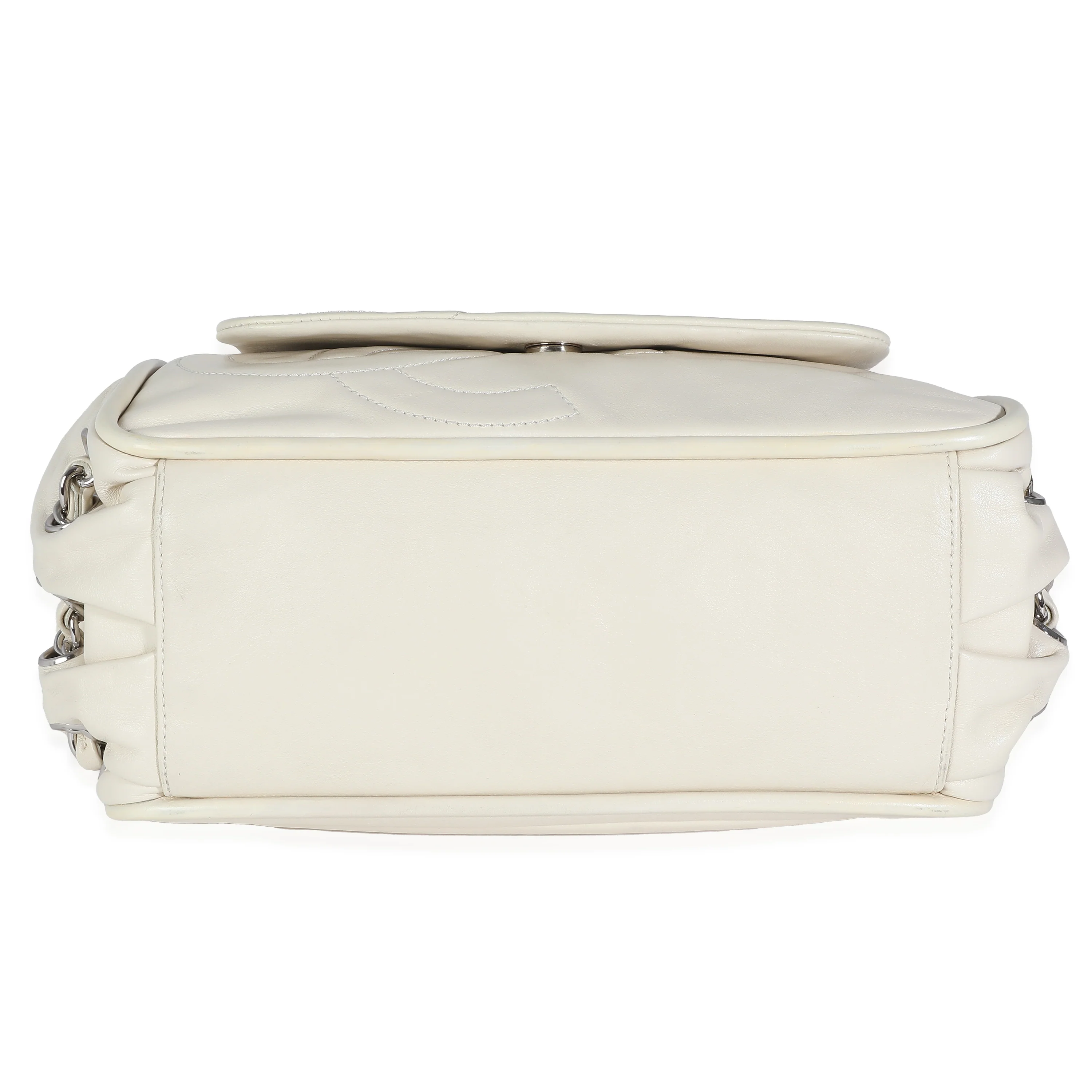 Chanel Ivory Lambskin CC Accordion Flap Bag - Image 7