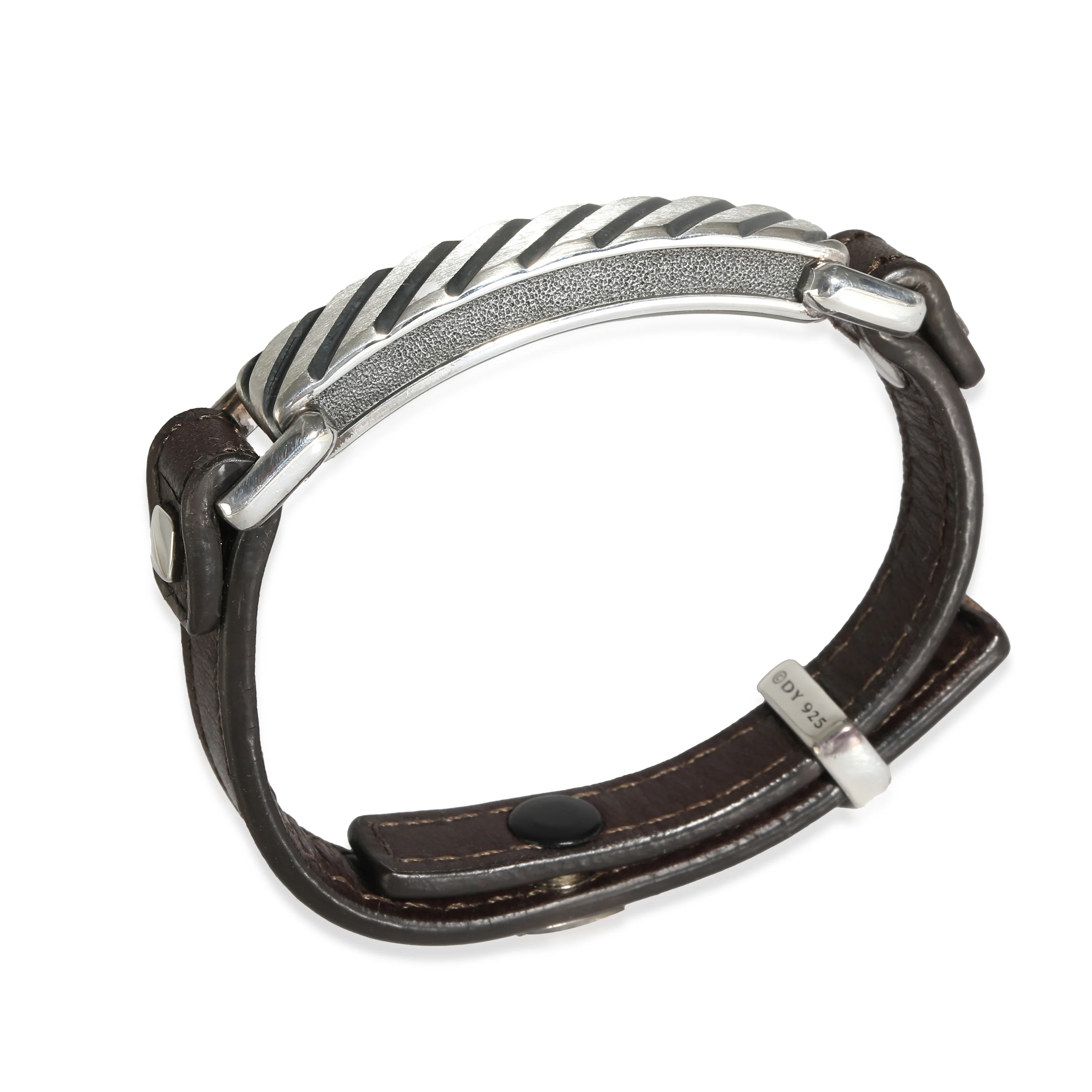 David Yurman Modern Cable Leather ID Bracelet in  Sterling Silver - Image 4