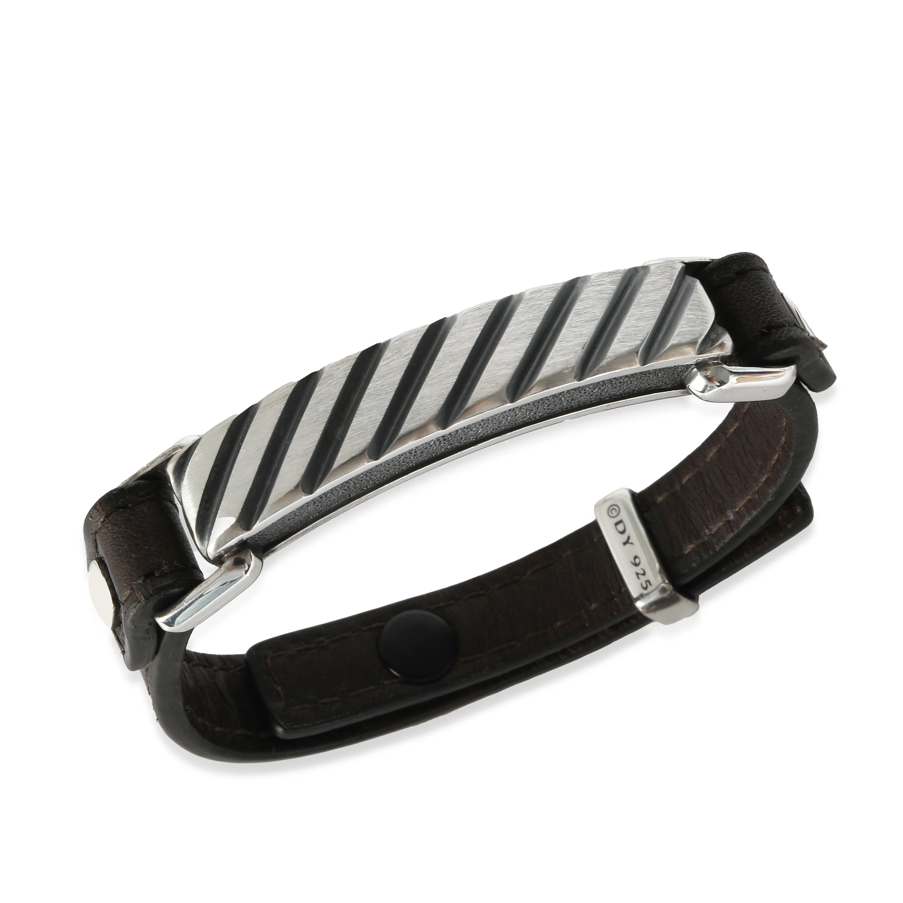 David Yurman Modern Cable Leather ID Bracelet in  Sterling Silver - Image 5