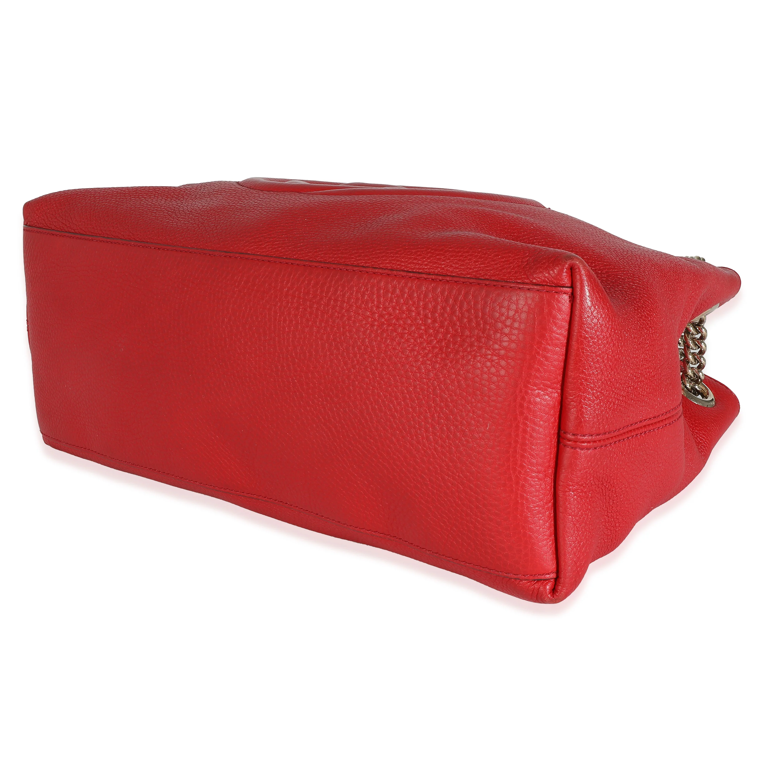 Gucci Red Pebbled Leather Soho Disco Chain Tote - Image 7