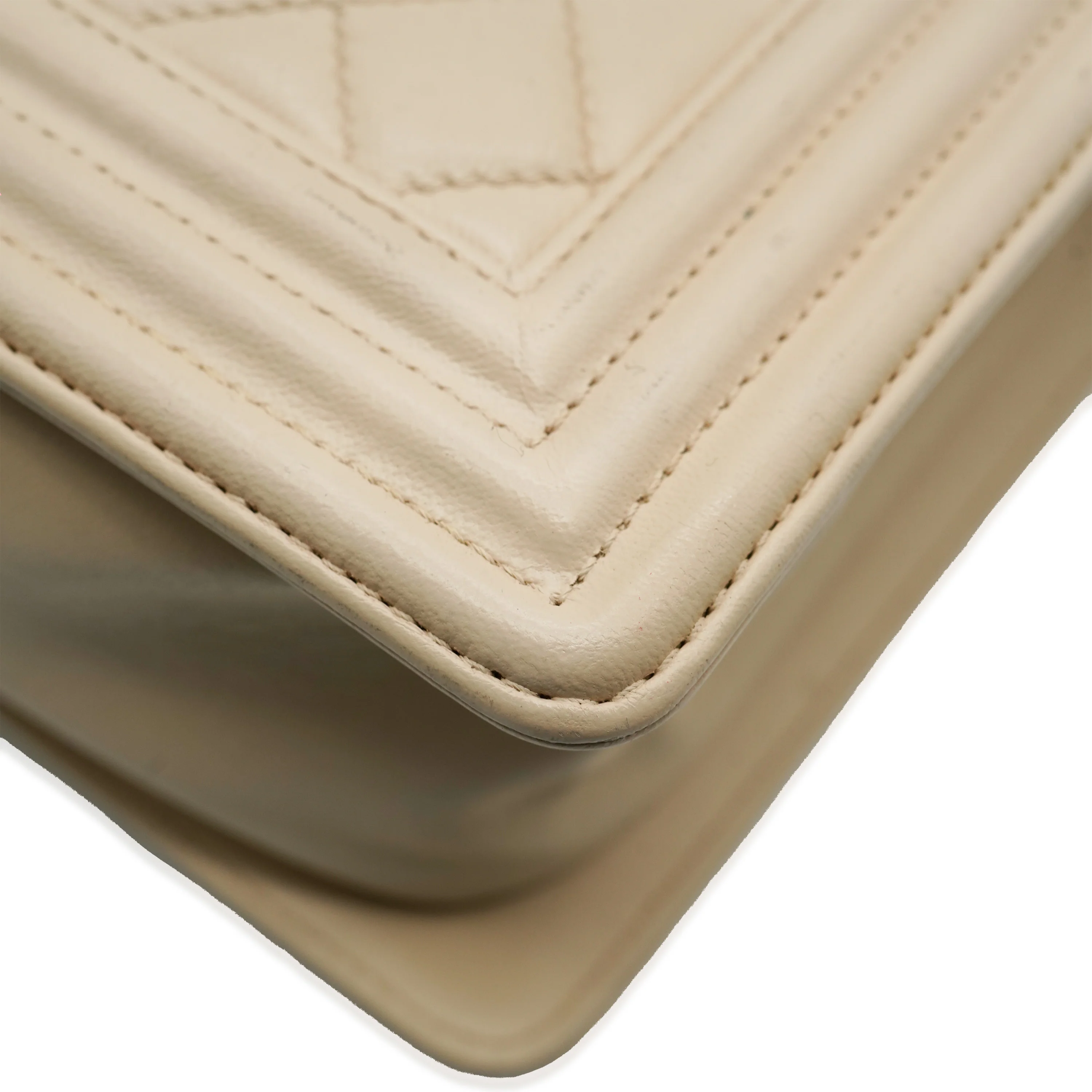 Beige Quilted Lambskin Medium Boy Bag - Image 10