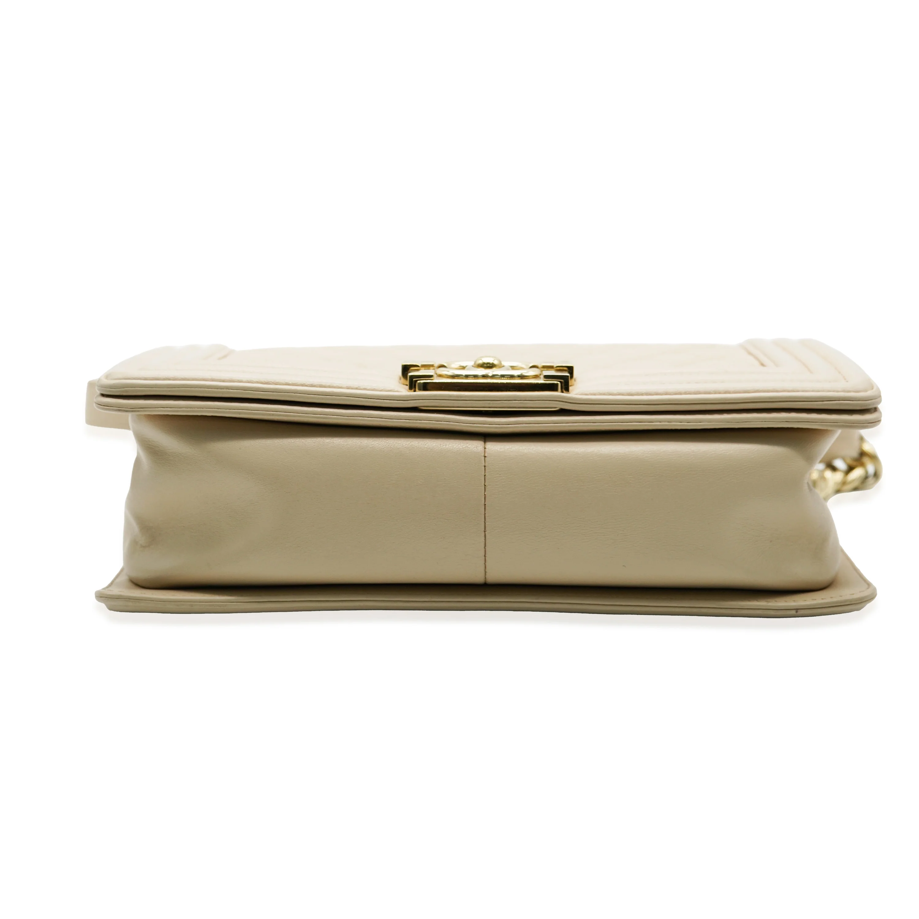 Beige Quilted Lambskin Medium Boy Bag - Image 5