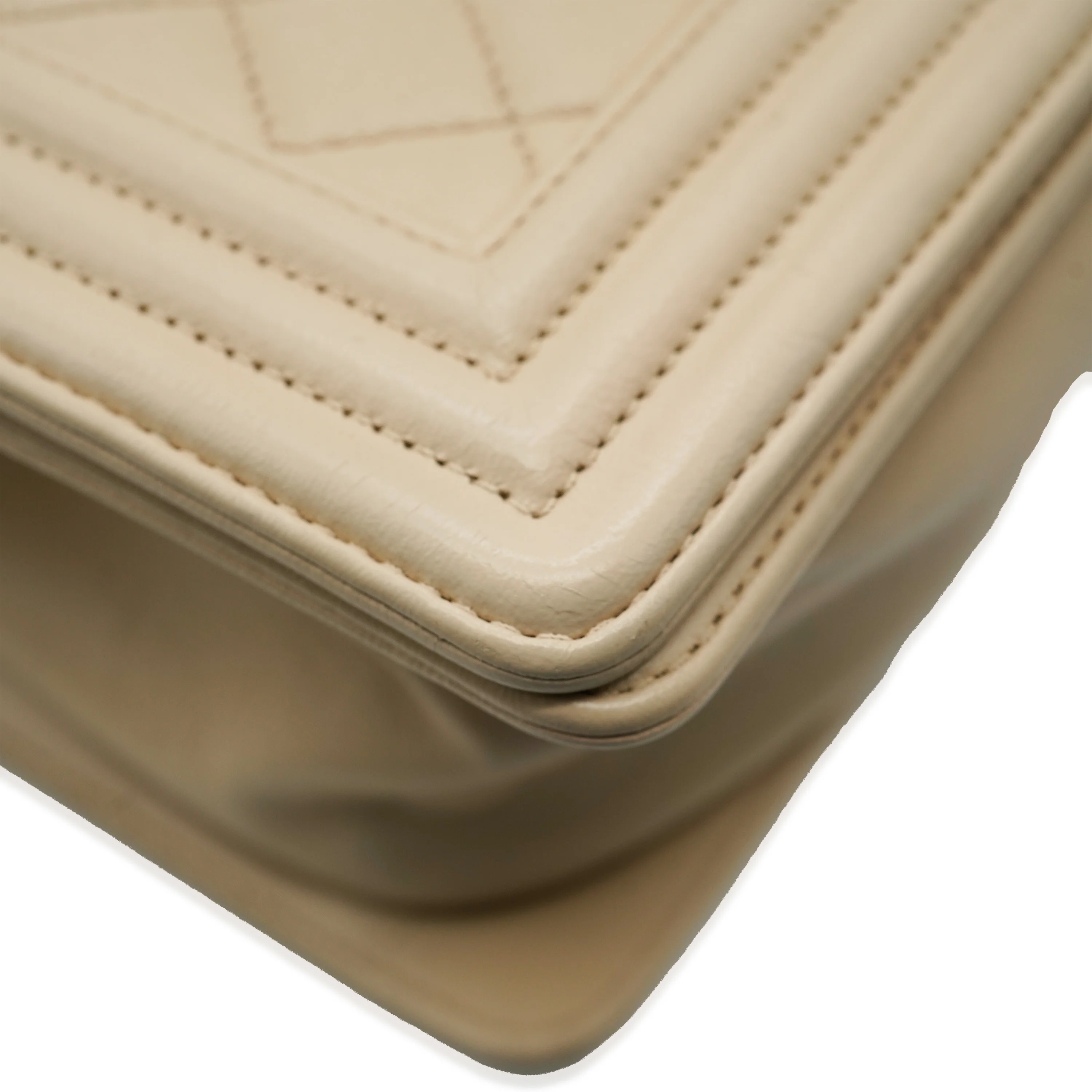 Beige Quilted Lambskin Medium Boy Bag - Image 7