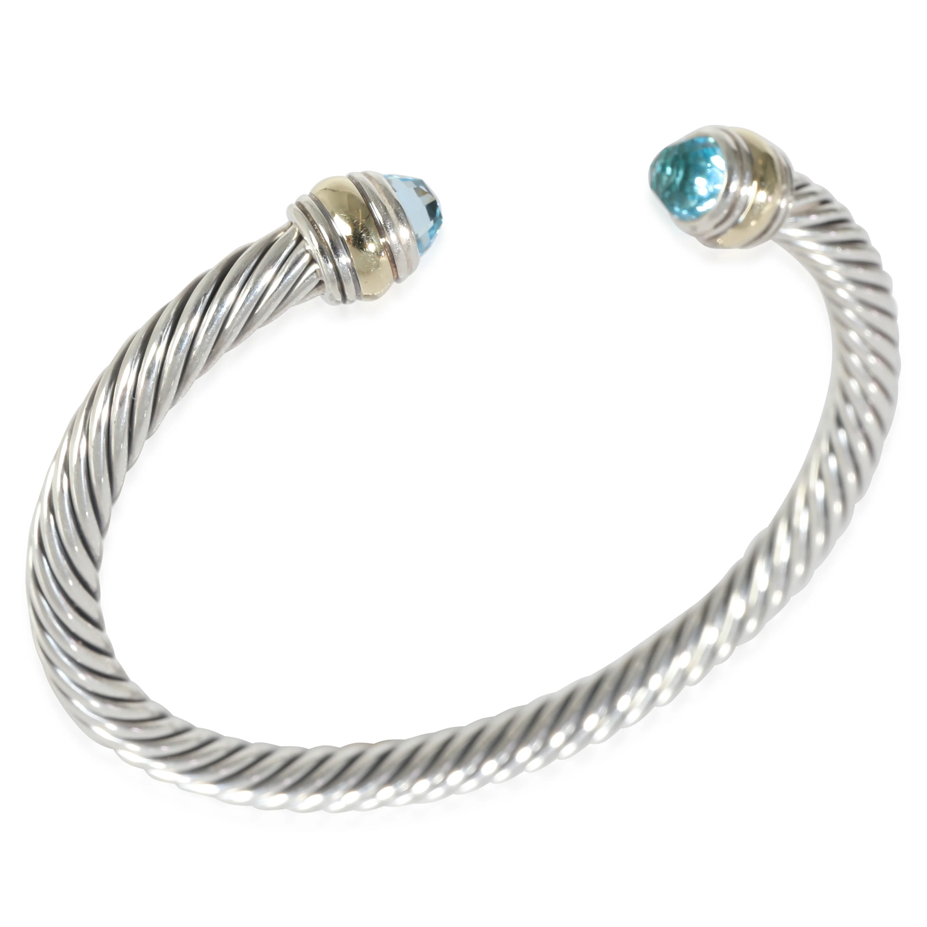Cable Classic Blue Topaz Bracelet, 14k Yellow Gold/Sterling Silver - Image 6