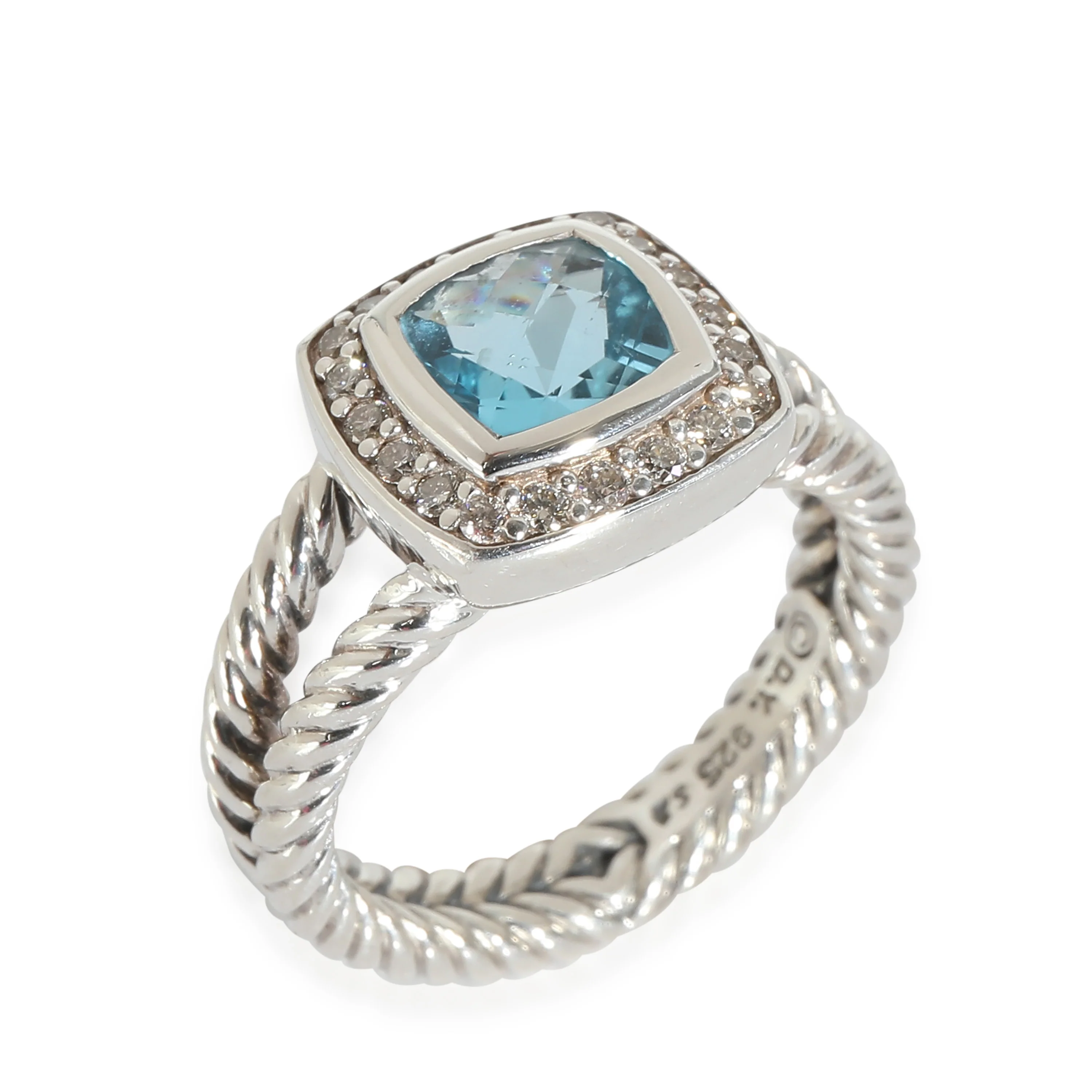 David Yurman Petite Albion Blue Topaz Ring in Sterling Silver 0.17 CTW - Image 4