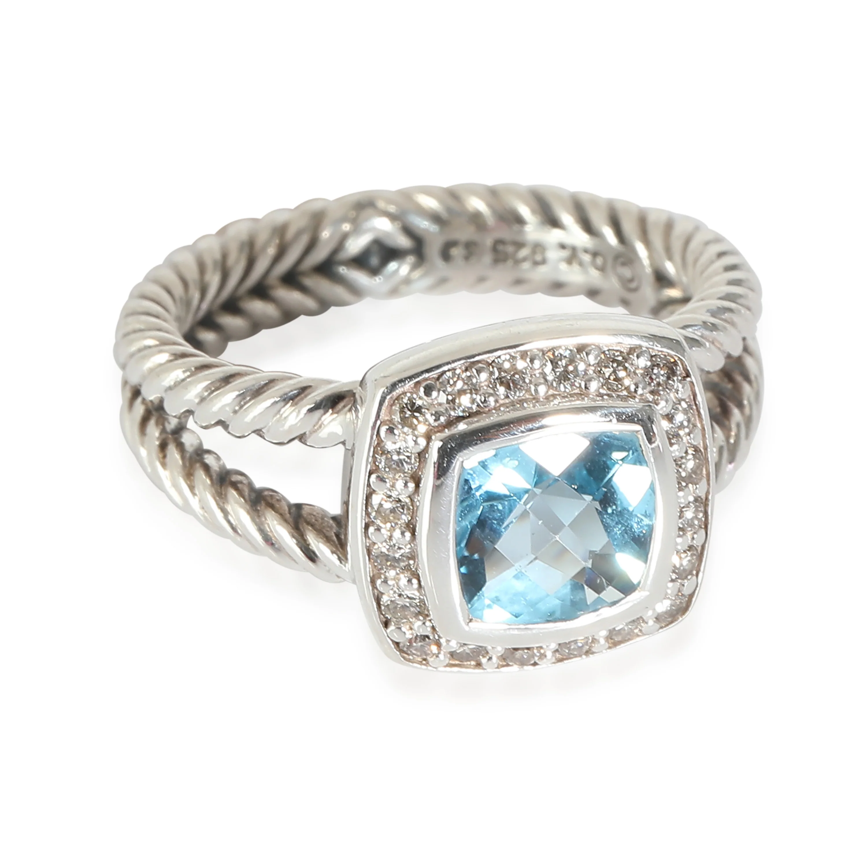 David Yurman Petite Albion Blue Topaz Ring in Sterling Silver 0.17 CTW - Image 5