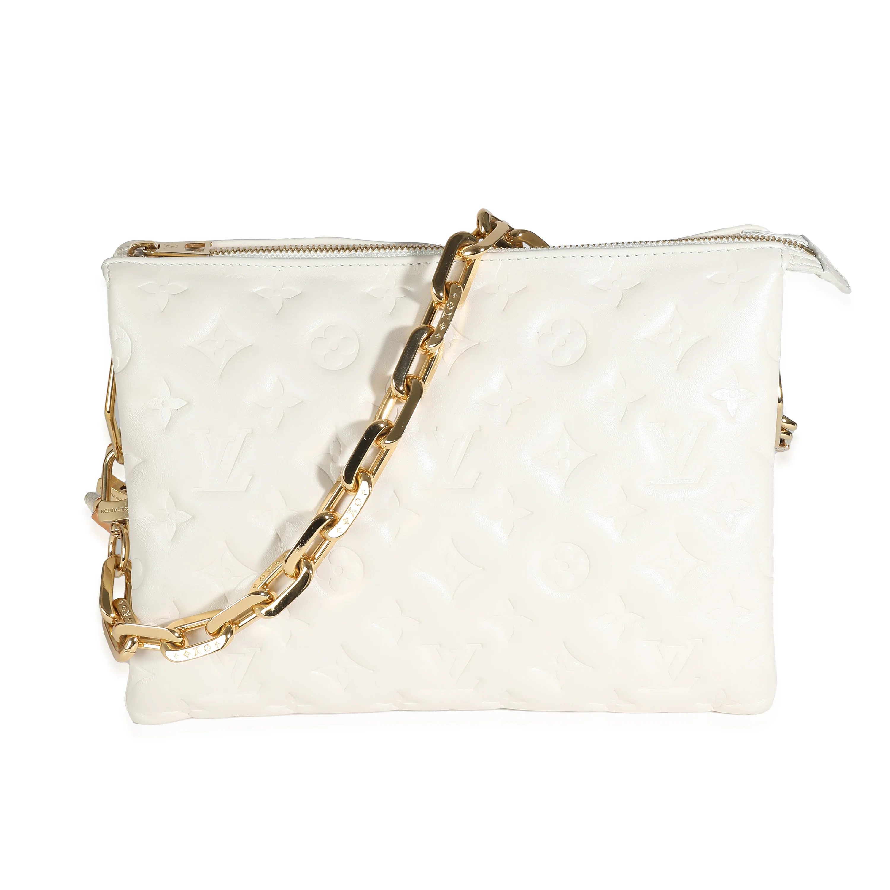 Cream Puffy Lambskin Monogram Coussin PM - Image 4