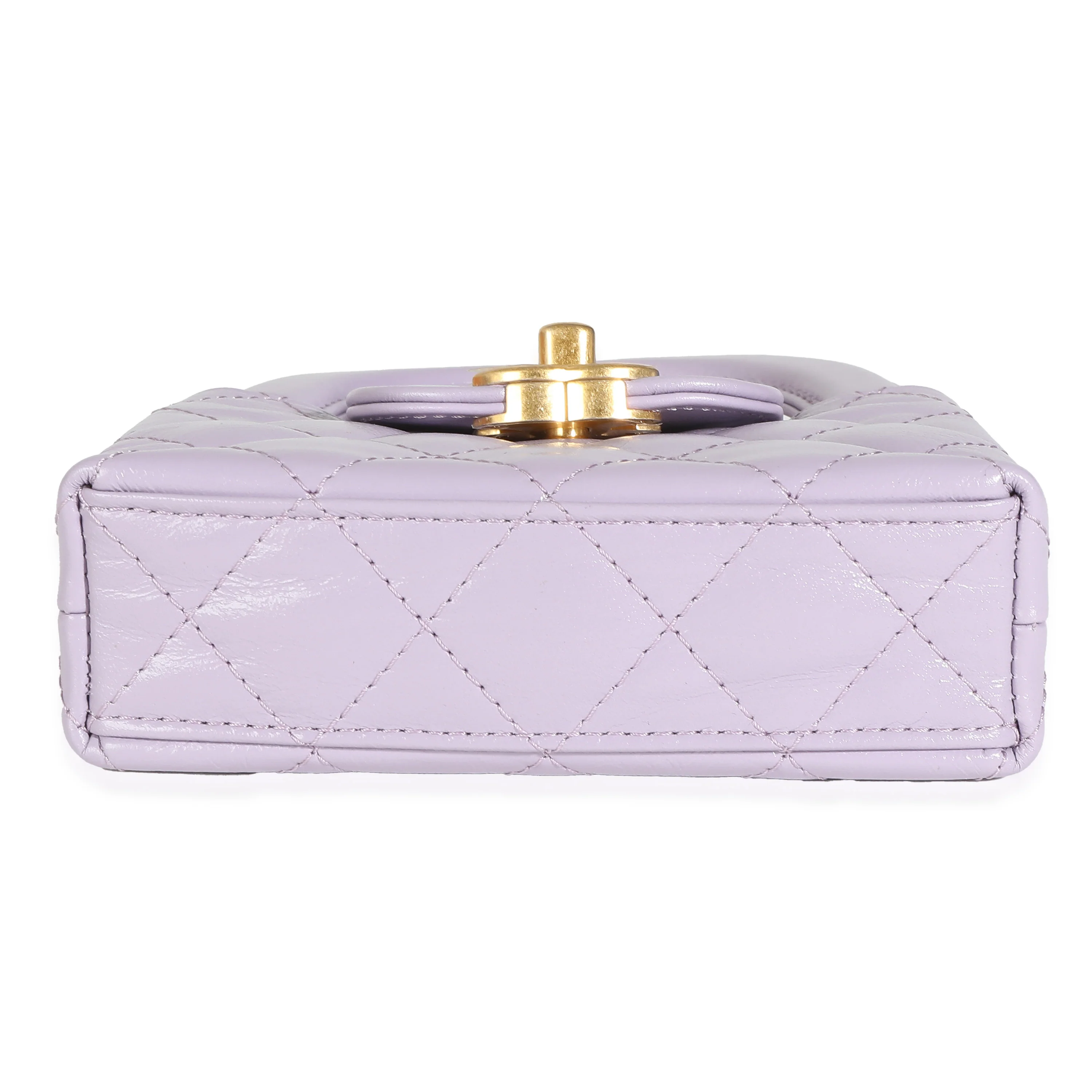 24P Light Purple Quilted Shiny Aged Calfskin Mini Nano Kelly Shopper - Image 5