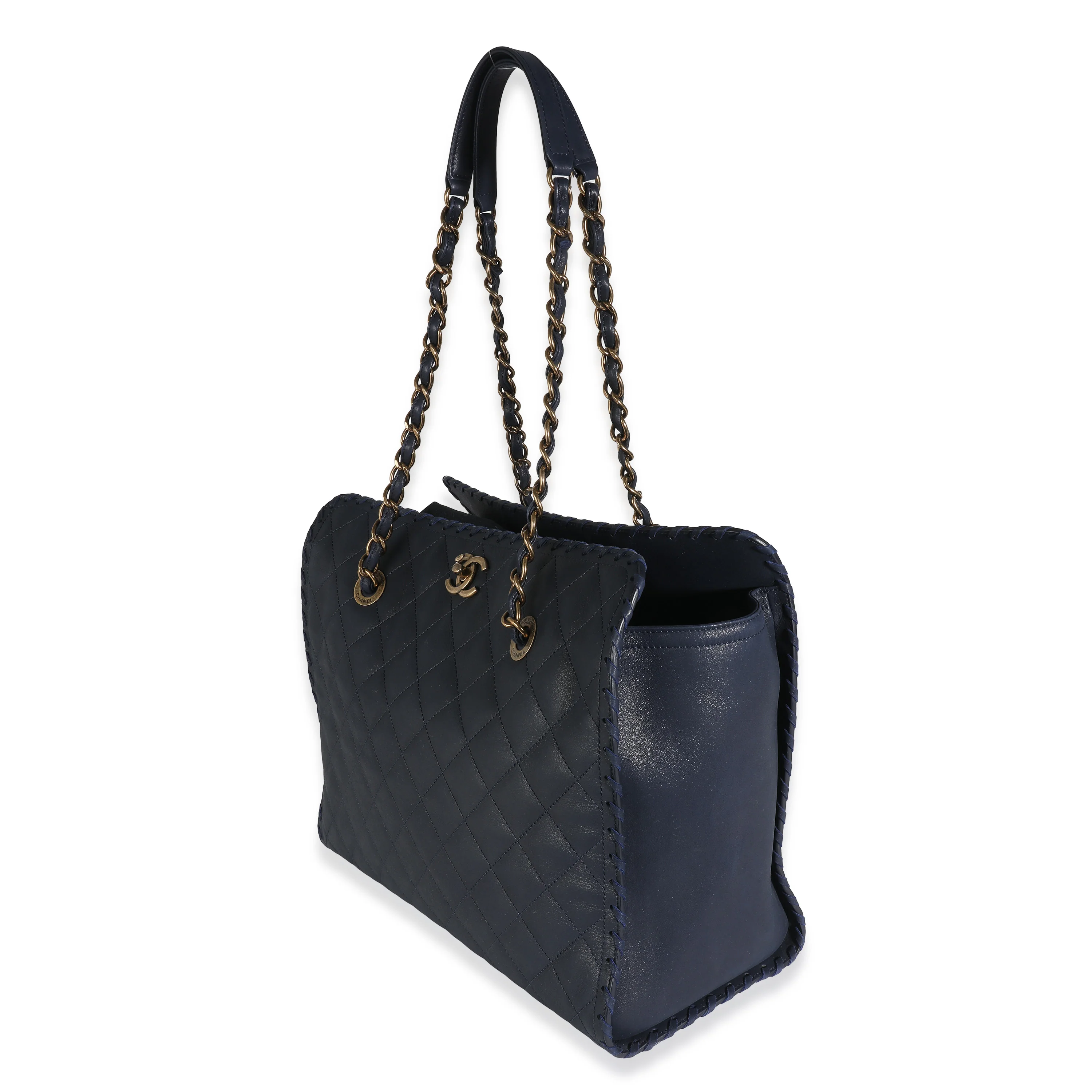Chanel Navy Iridescent Quilted Calfskin Happy Stitch Tote - Image 2