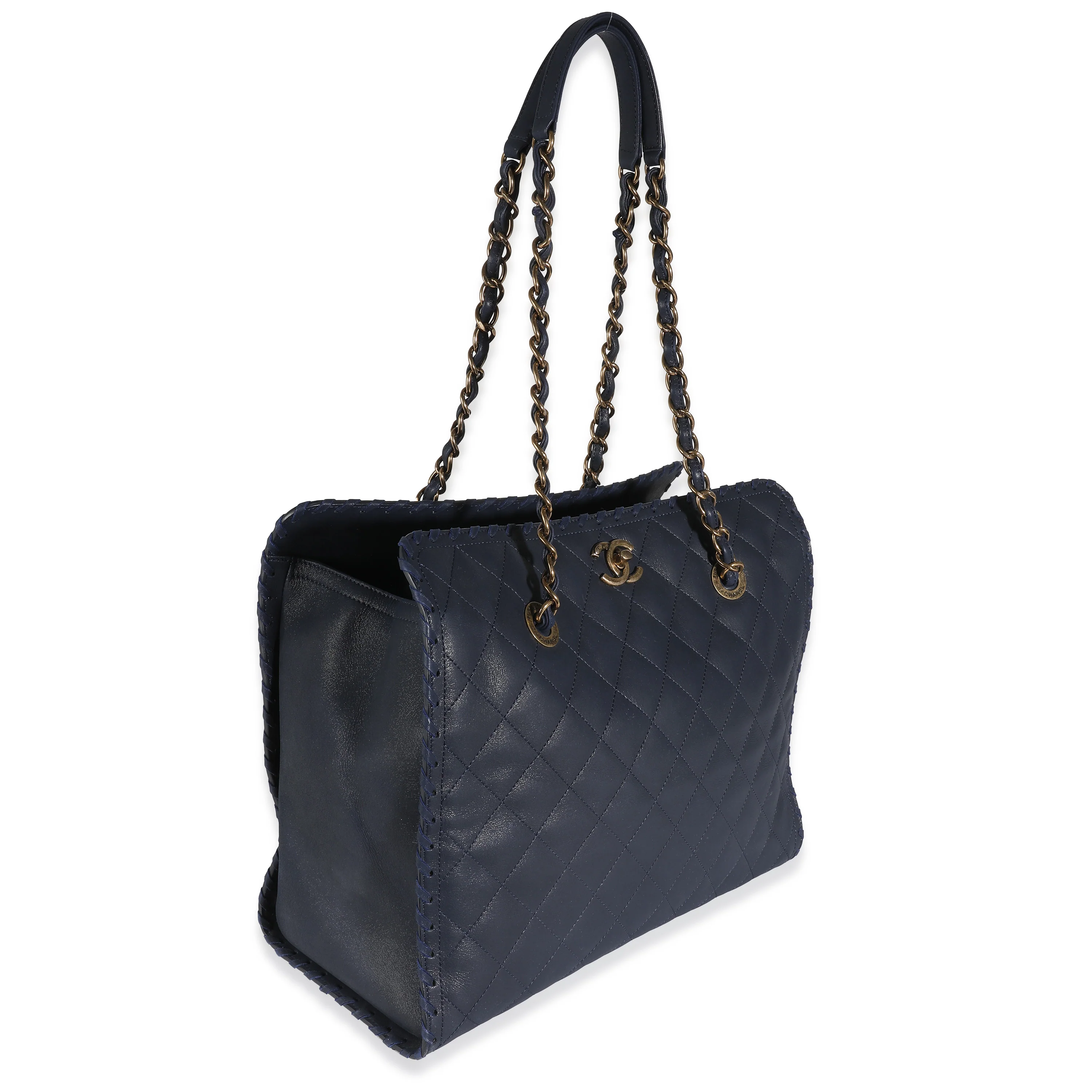 Chanel Navy Iridescent Quilted Calfskin Happy Stitch Tote - Image 3