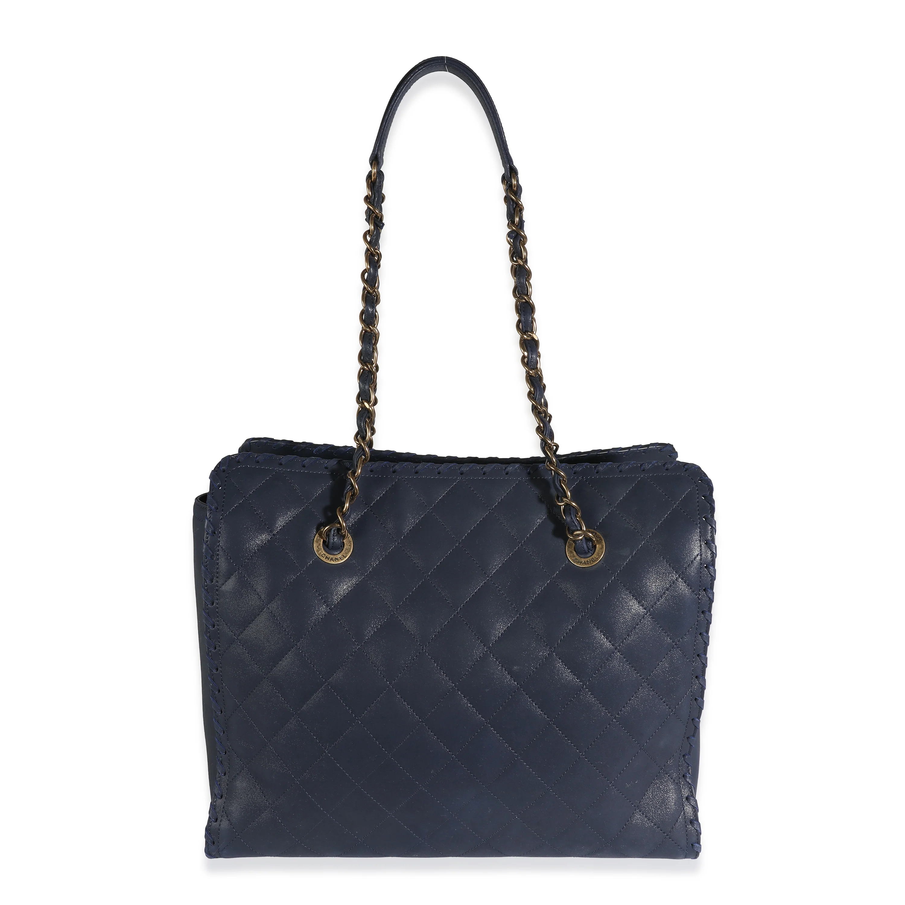 Chanel Navy Iridescent Quilted Calfskin Happy Stitch Tote - Image 4