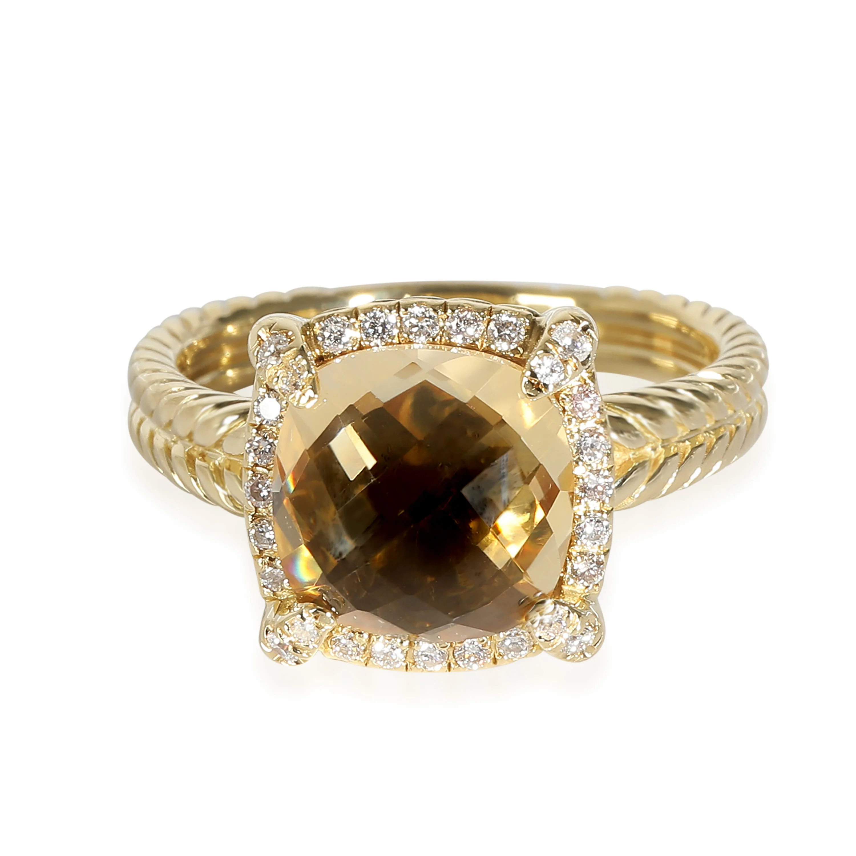 Chatelaine Citrine & Diamond Ring in 18k Yellow Gold 0.15 CTW